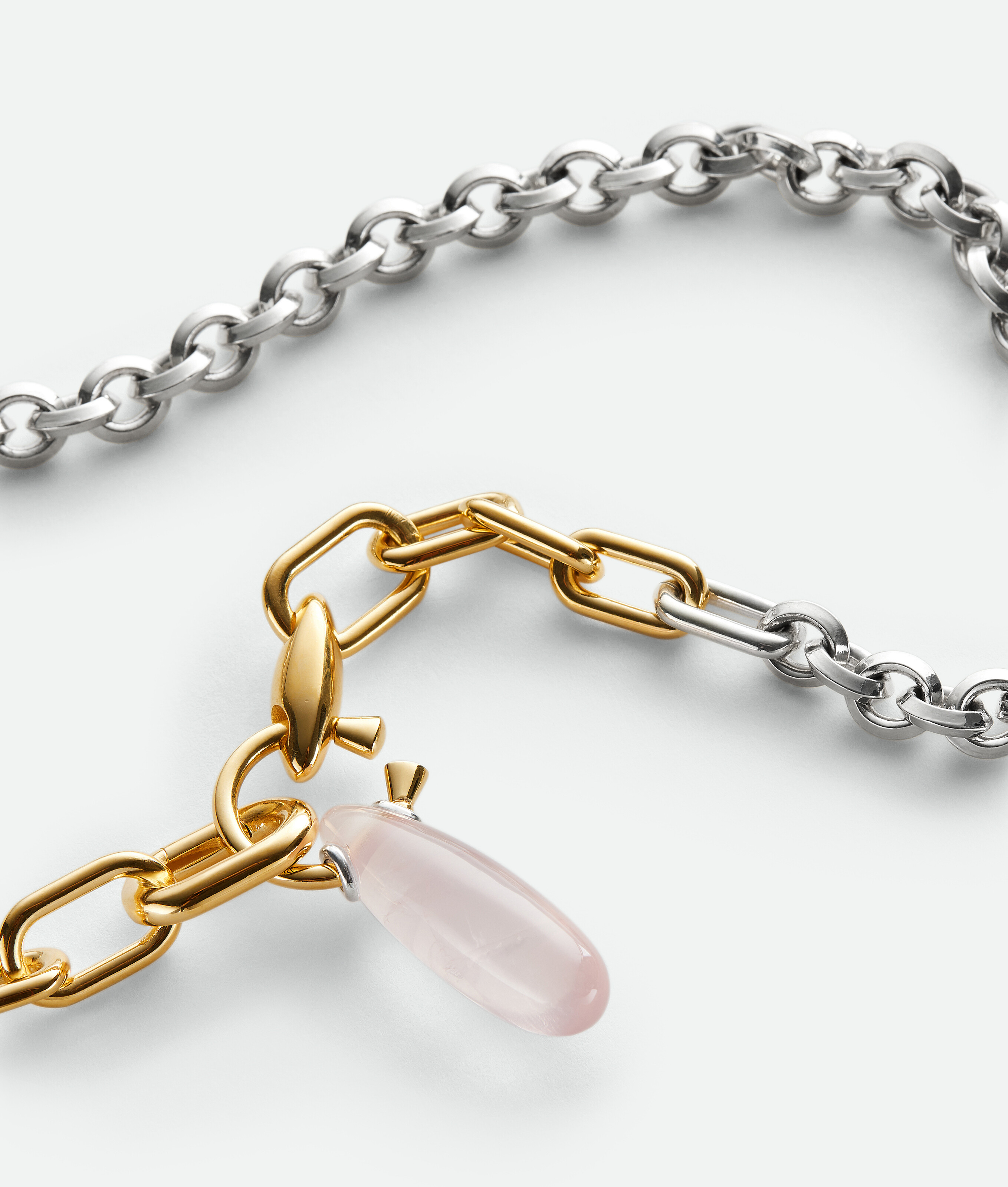Bottega Veneta Ellipse Chain Necklace In Pink Quartz