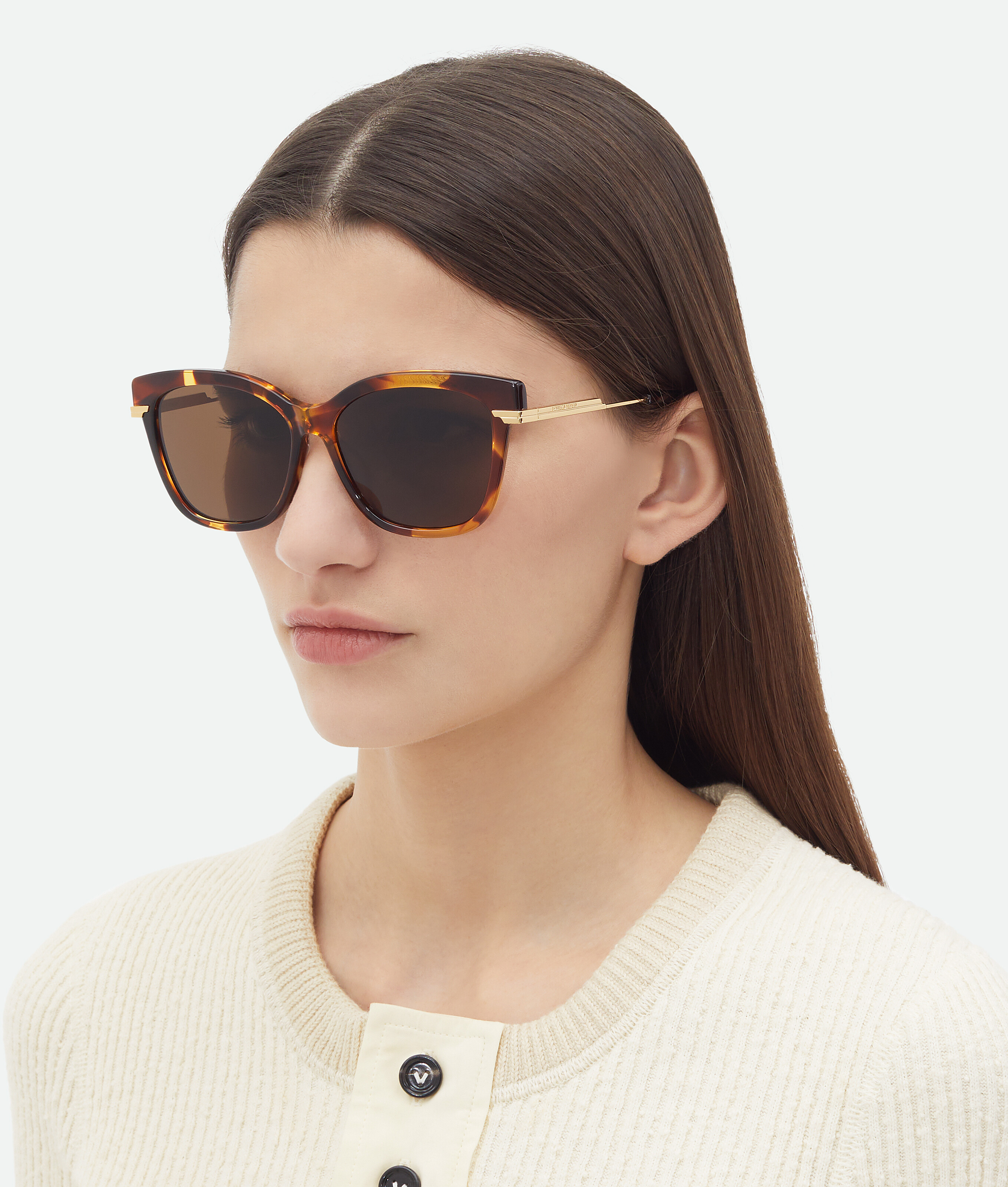 Shop Bottega Veneta Classic Square Sunglasses In Havana/brown