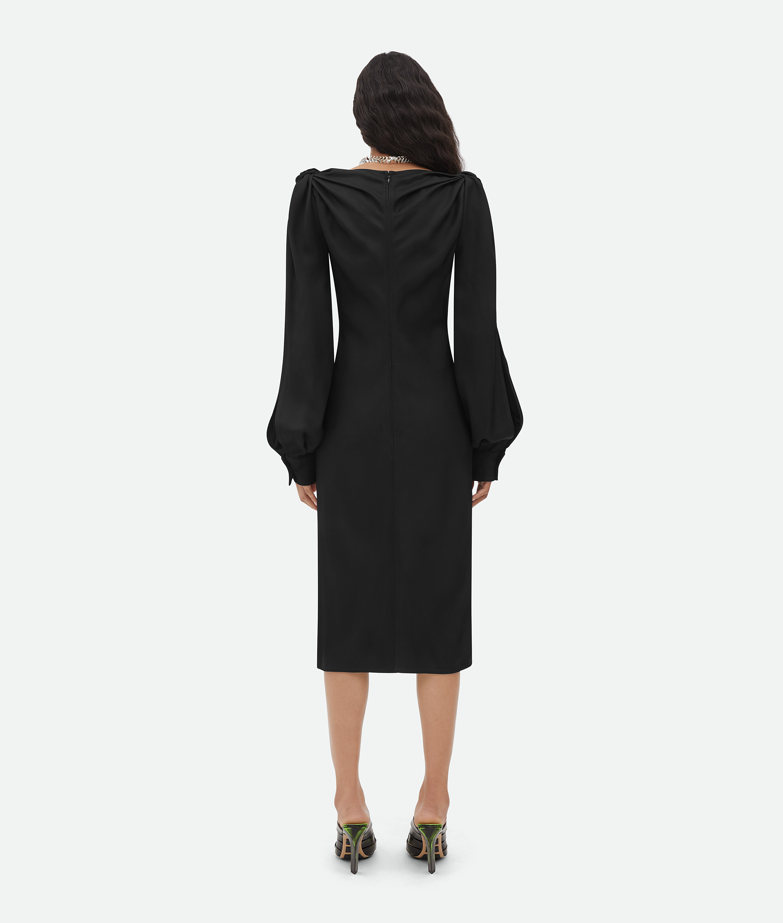 Shop Bottega Veneta Viscose Midi Dress In Black