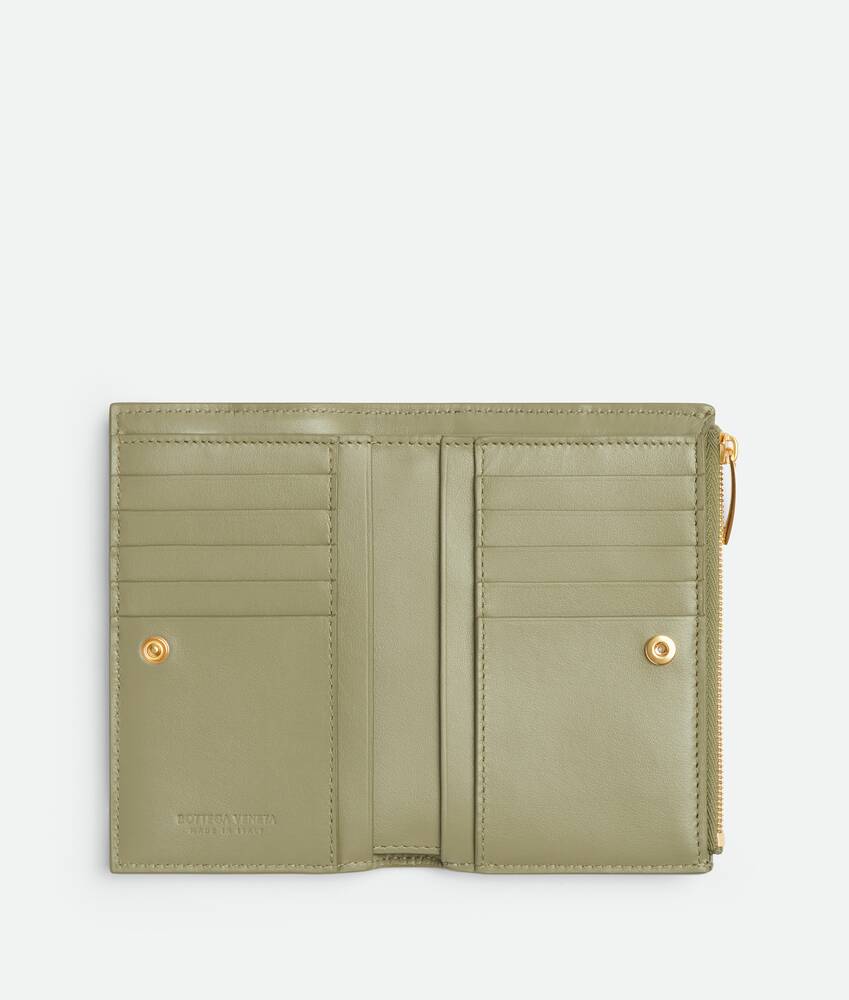 Bottega Veneta Travertine maxi intrecciato bi-fold wallet