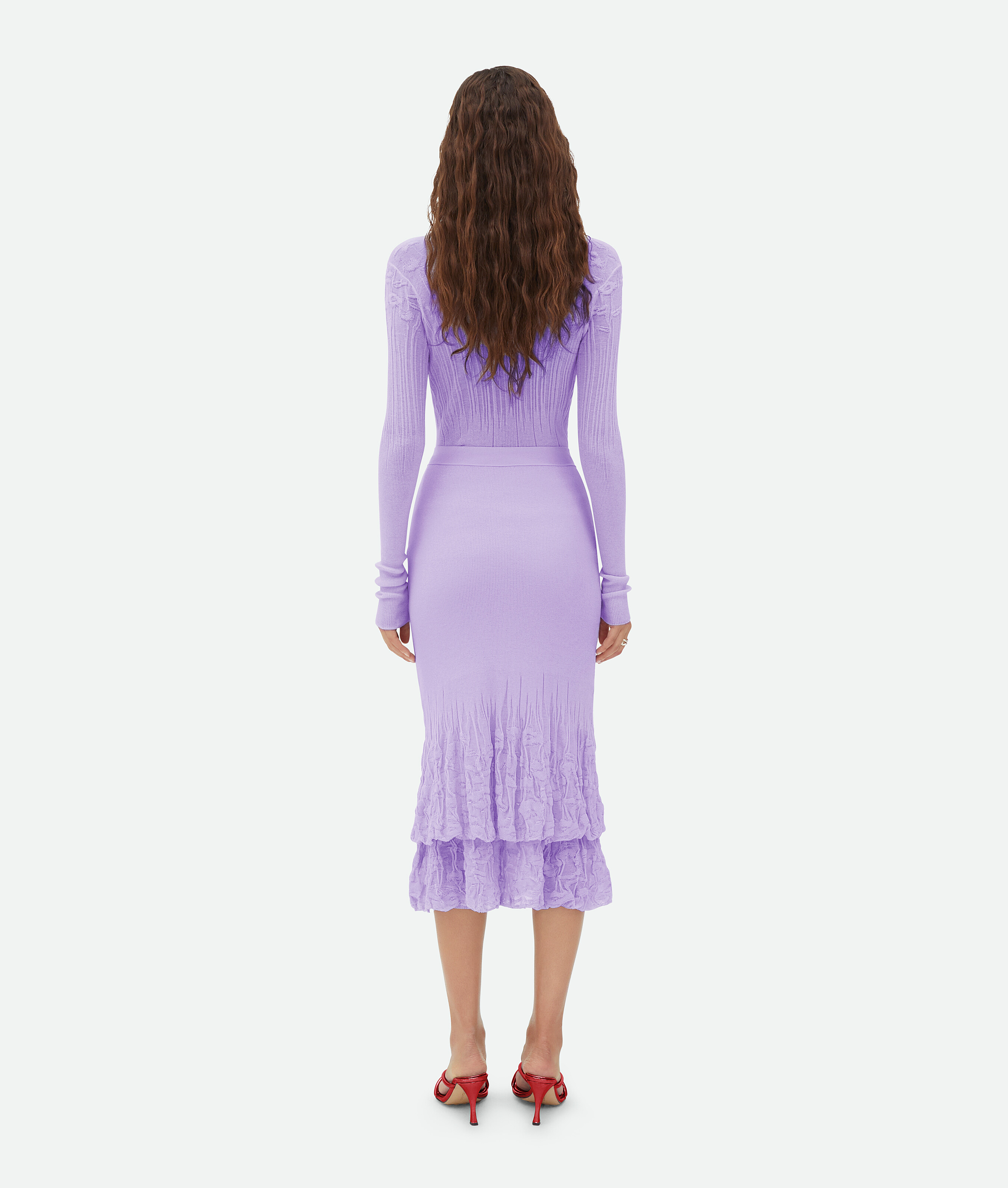 Shop Bottega Veneta Cotton Flowers 2 In 1 Midi Skirt In Purple