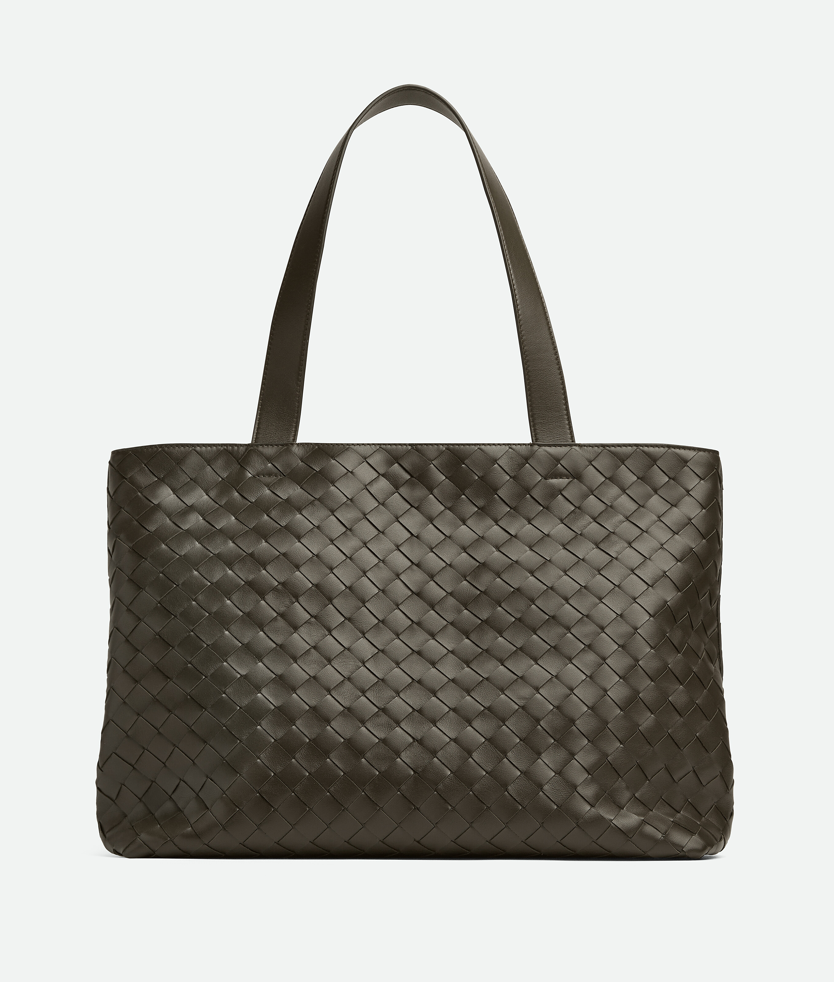 Shop Bottega Veneta Small Intrecciato Zipped Tote In Kaki