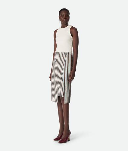 Cotton And Linen Stripe Skirt