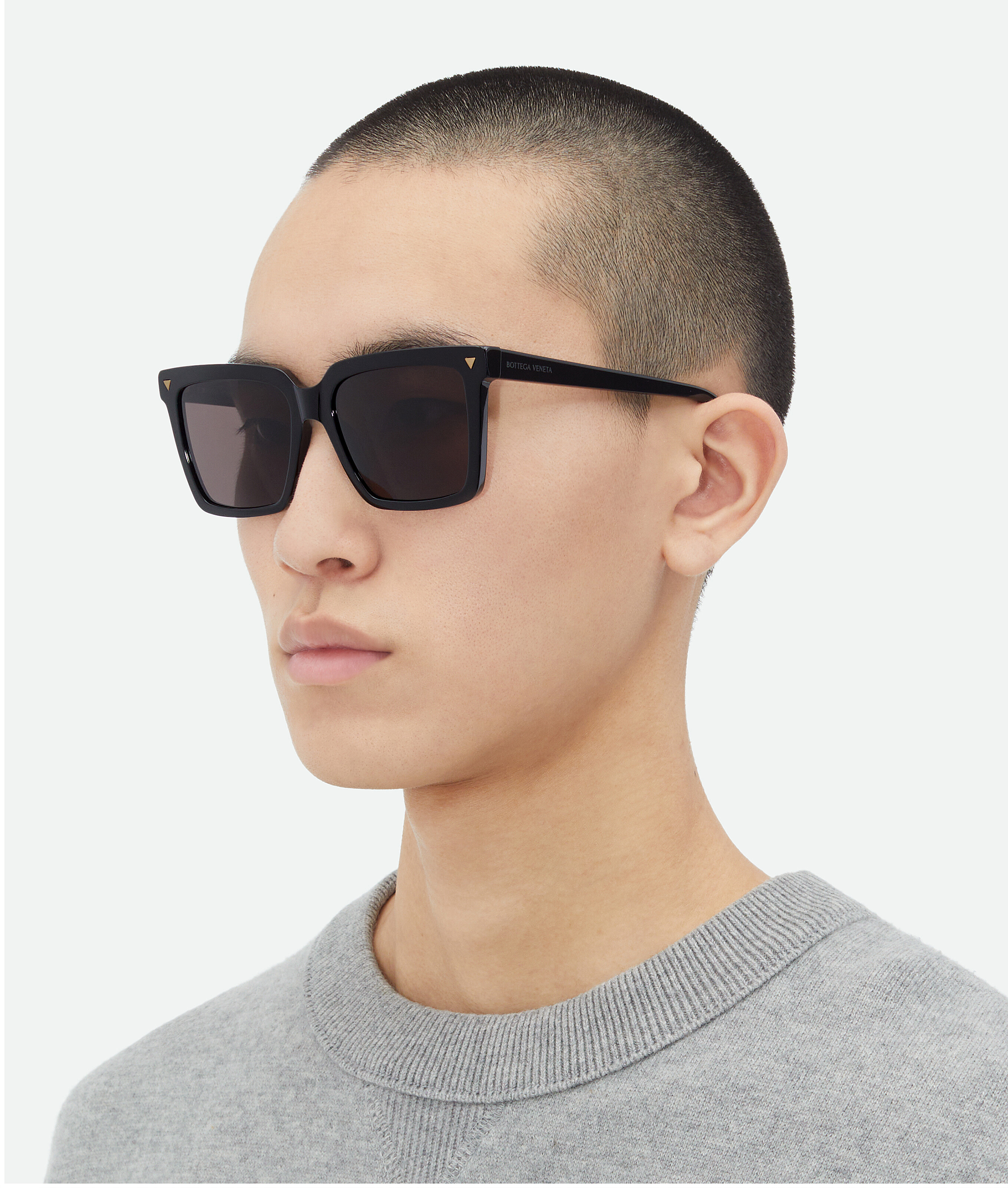 Shop Bottega Veneta Soft Recycled Acetate Square Sunglasses In Black