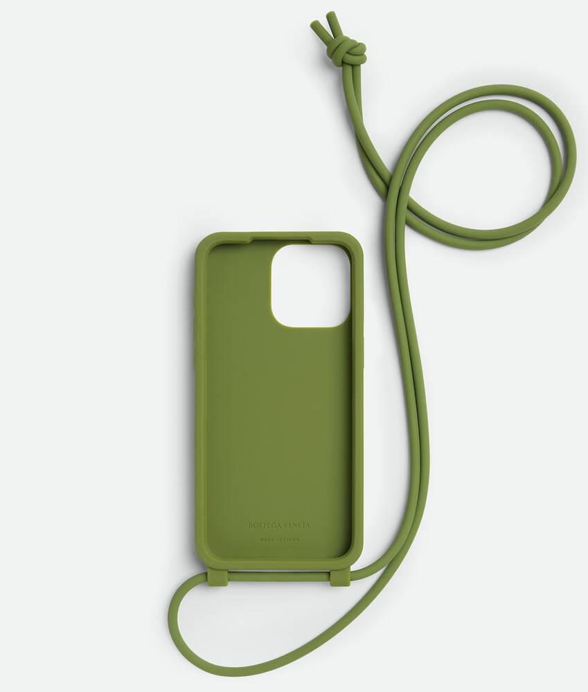 Bottega Veneta® Men's iPhone 15 Pro Max Case With Strap in Tea 