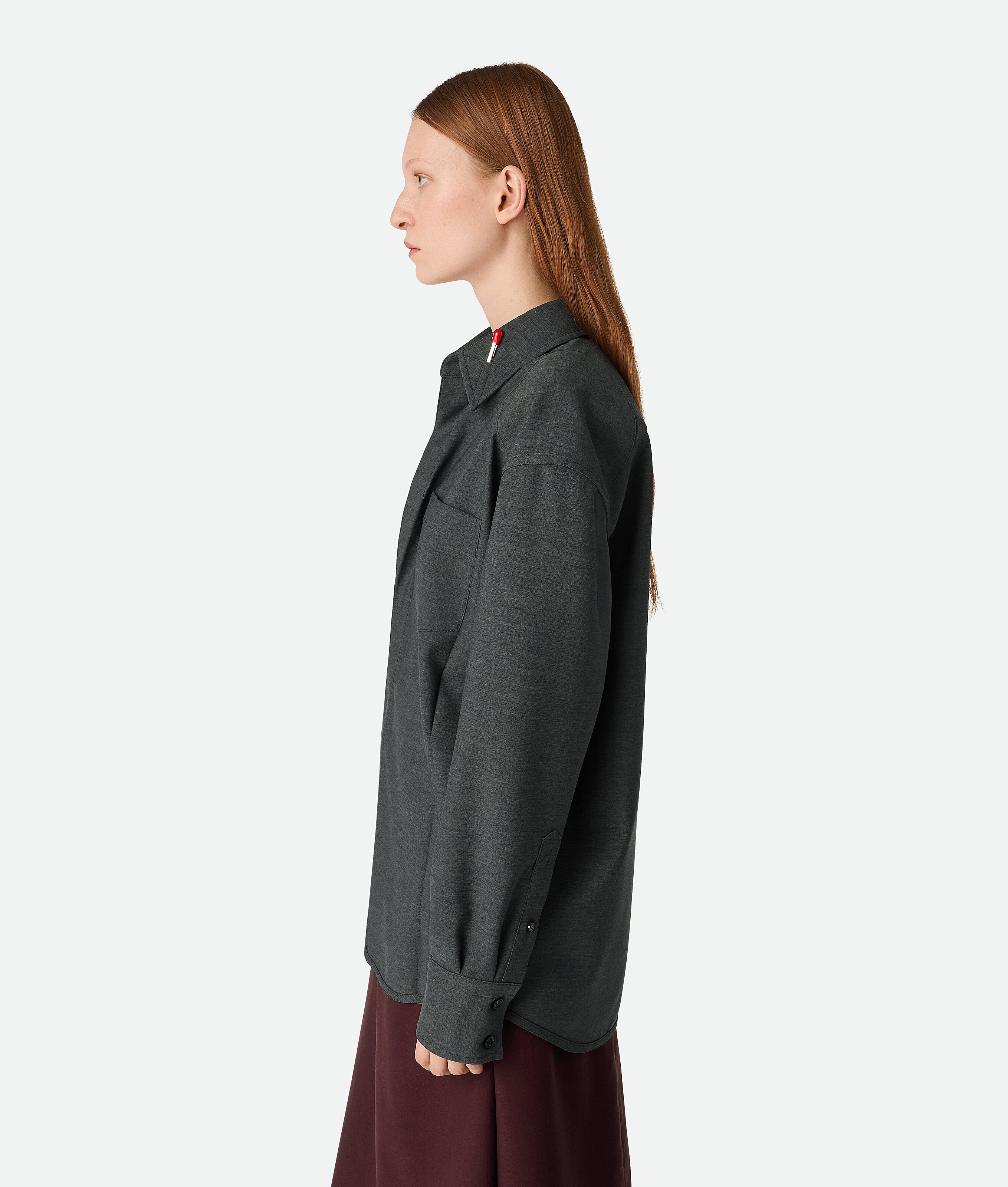 Bottega Veneta Hemd Aus Leichter Wolle In Dark Grey Melange