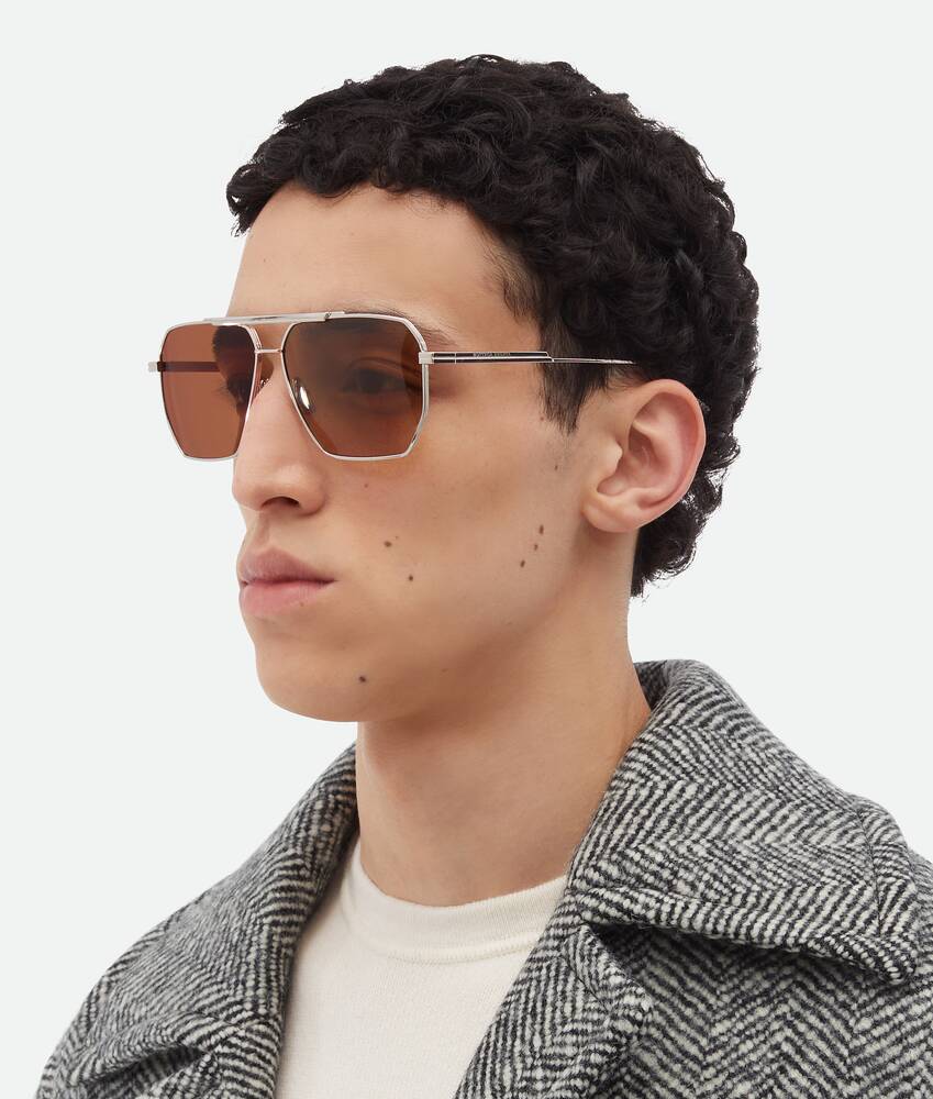 Classic Aviator Sunglasses in SILVER BROWN Bottega Veneta® US