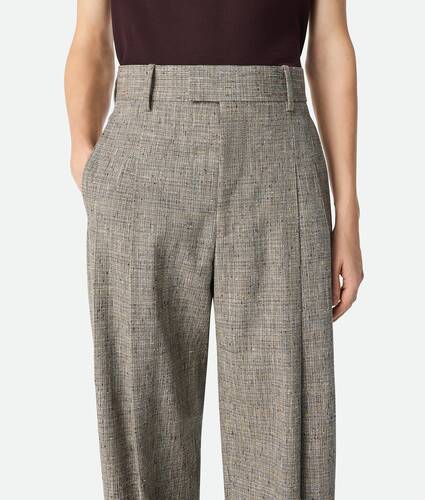 Pantalon droit en viscose mouchetée