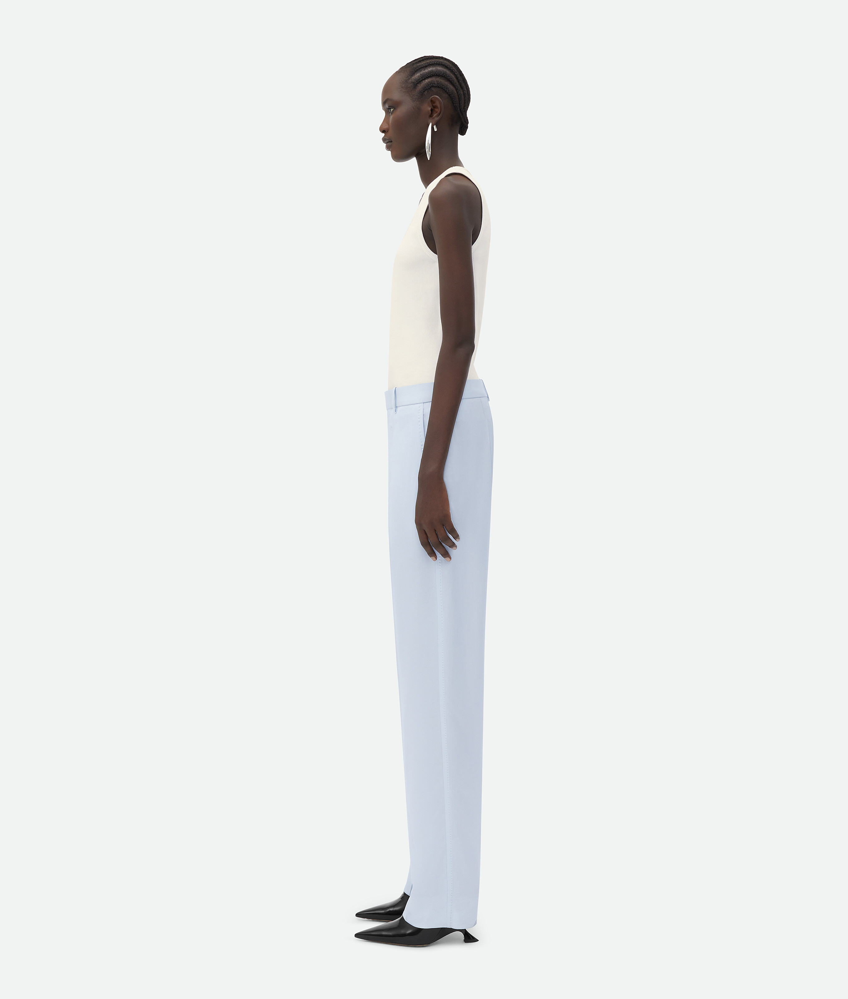 Bottega Veneta Pantalone In Twill Azzurro Pastello Donna In Blue