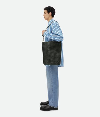 Bottega Veneta® Men's Small Intrecciato Tote Bag in Black