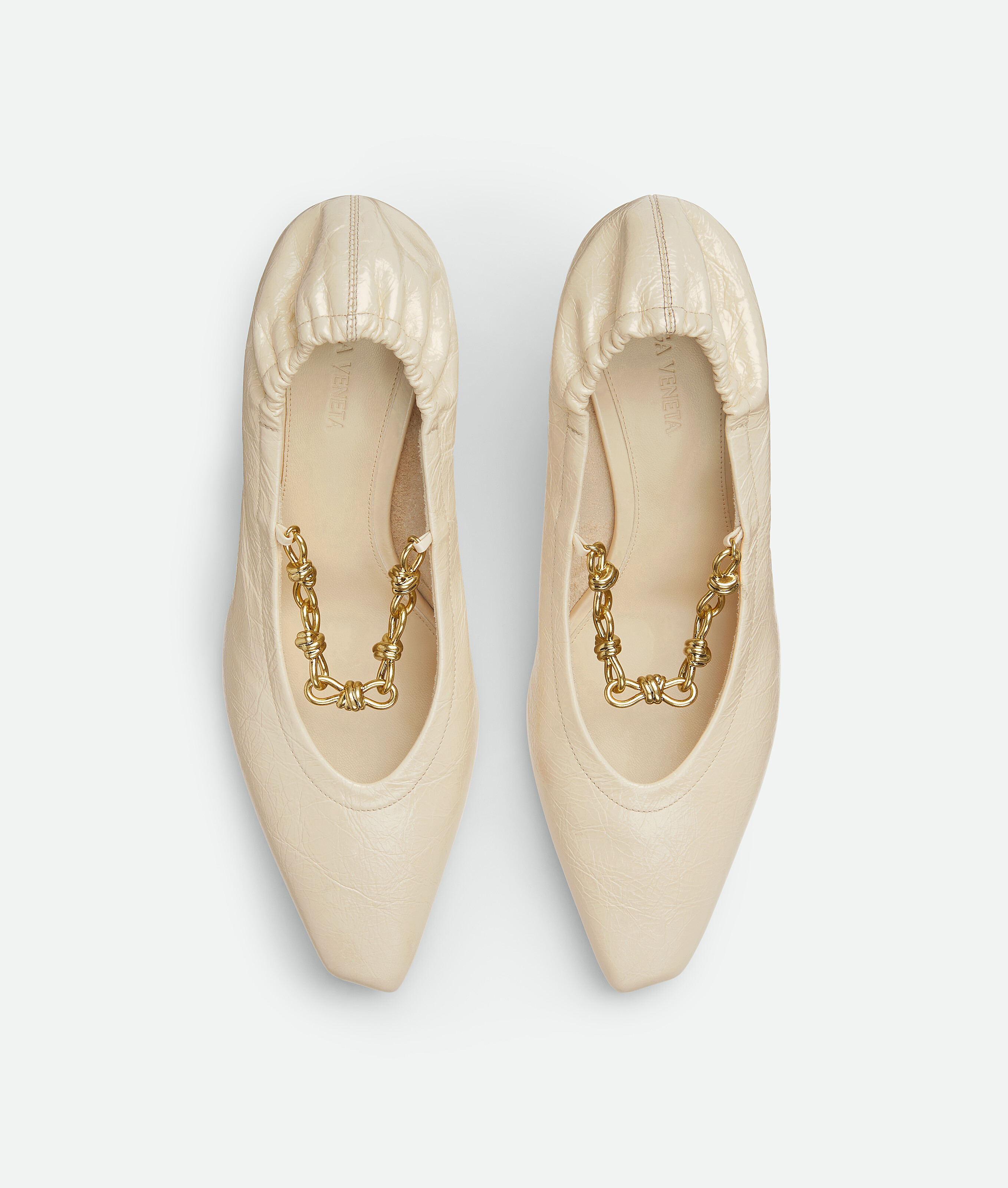 Shop Bottega Veneta Sharp Chain Pumps In Sea Salt