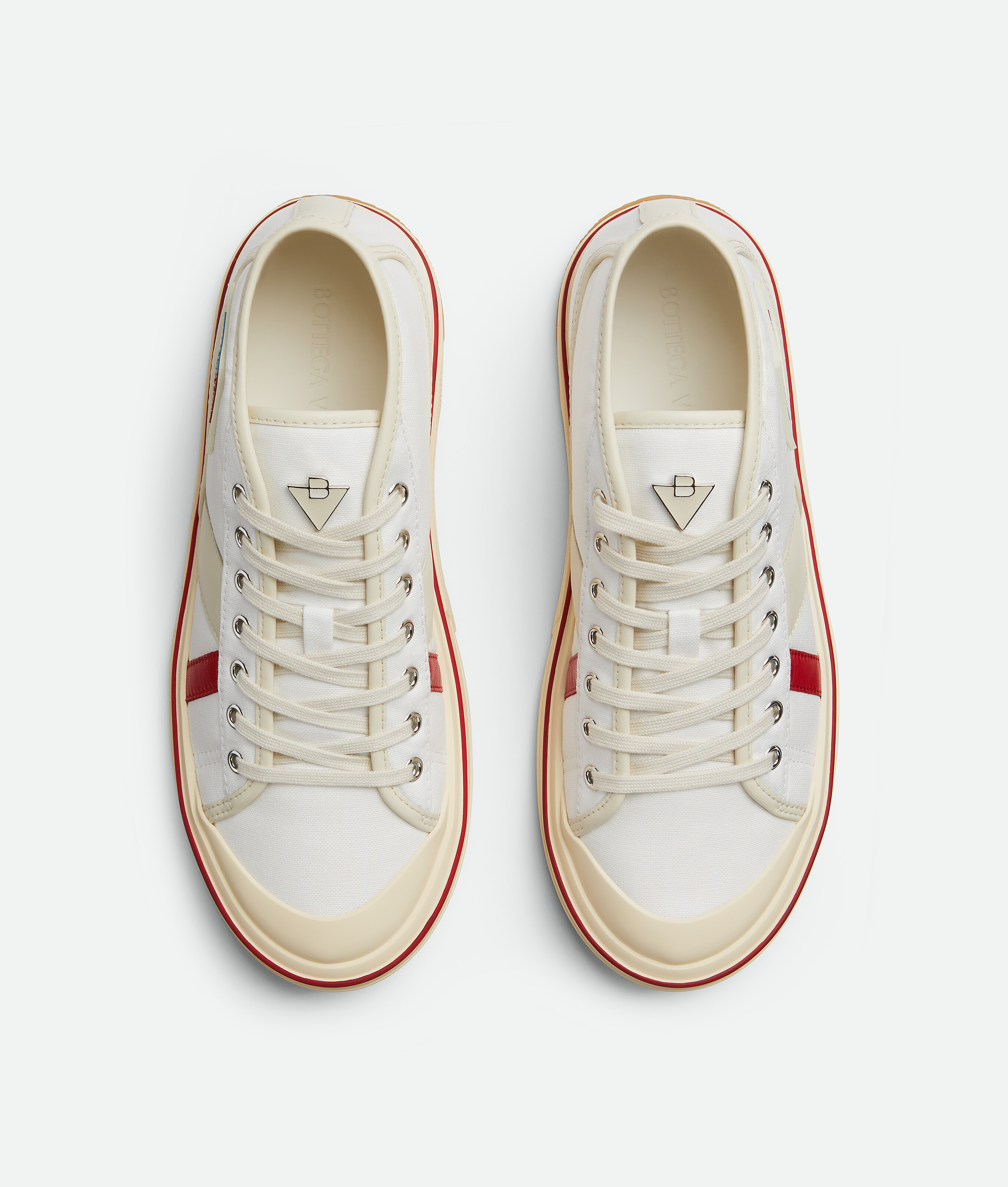 Bottega Veneta Summer Canvas Leather High-top Sneakers In White/sea Salt