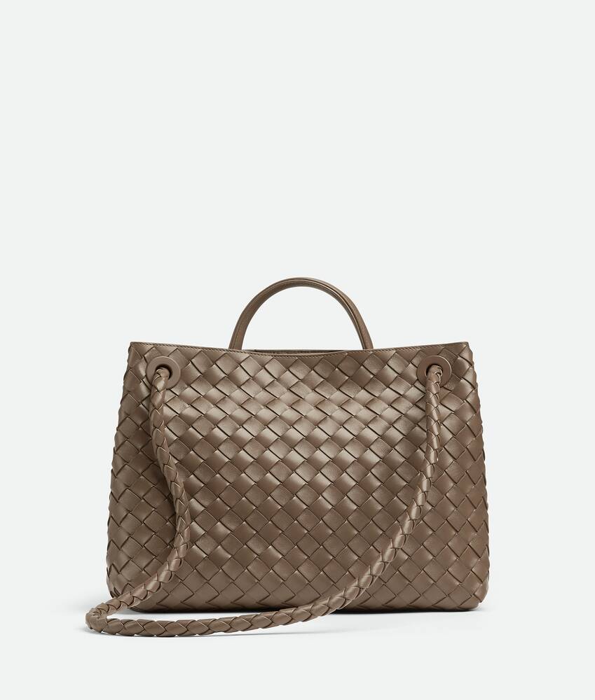 Brown Andiamo medium Intrecciato-leather handbag, Bottega Veneta