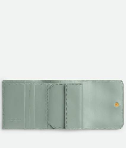 Intrecciato Tri-Fold Wallet With Origami Coin Purse