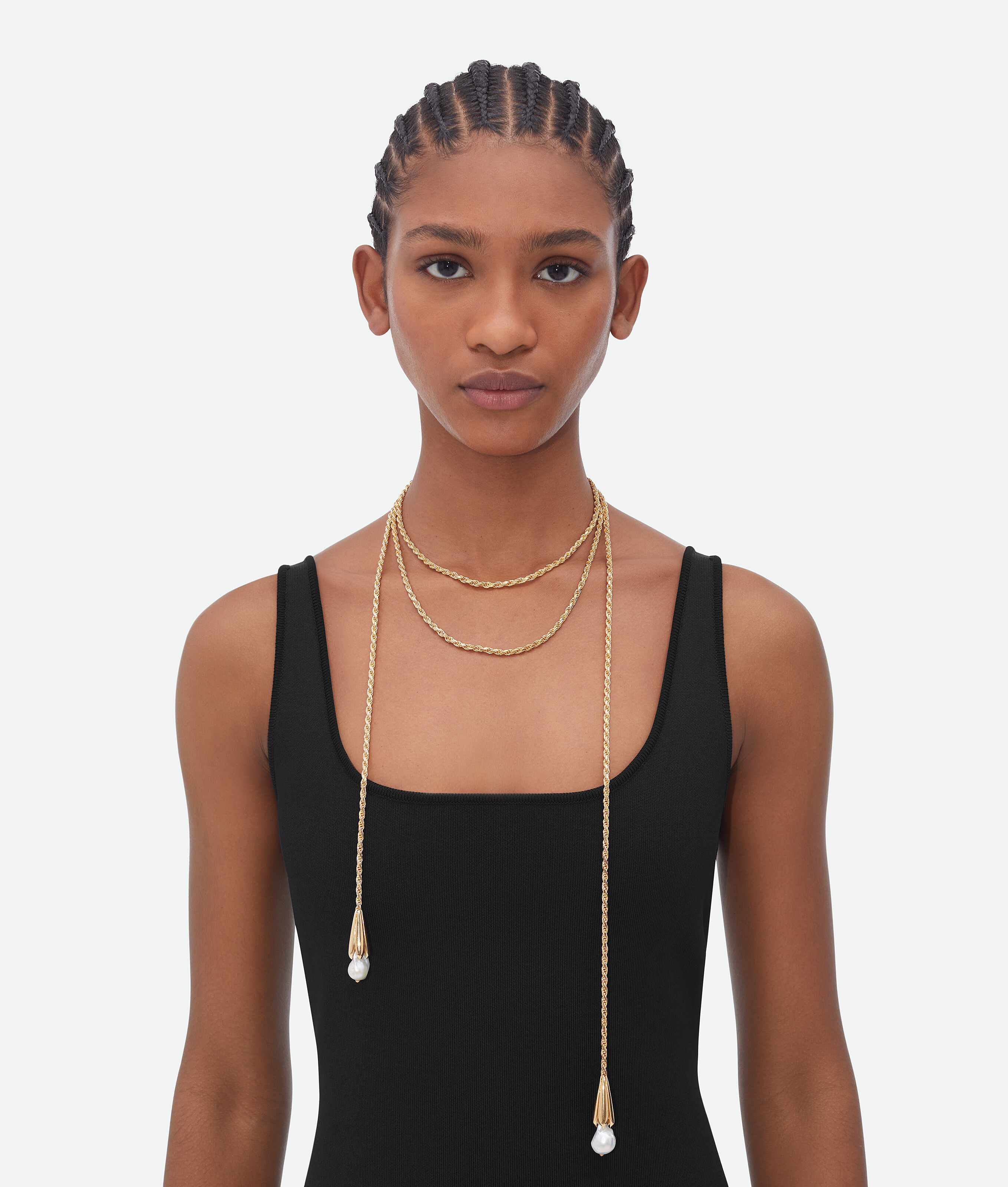 Bottega Veneta Pearl Scarf Necklace - White - Woman
