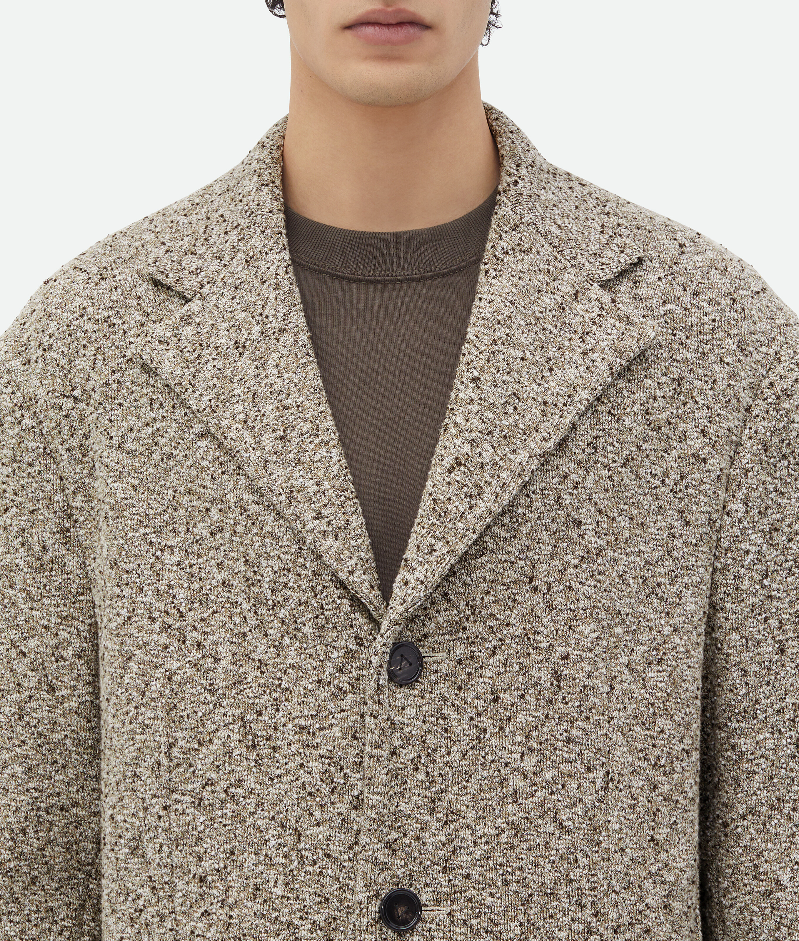 Shop Bottega Veneta Textured Mouline Cotton Coat In Brown