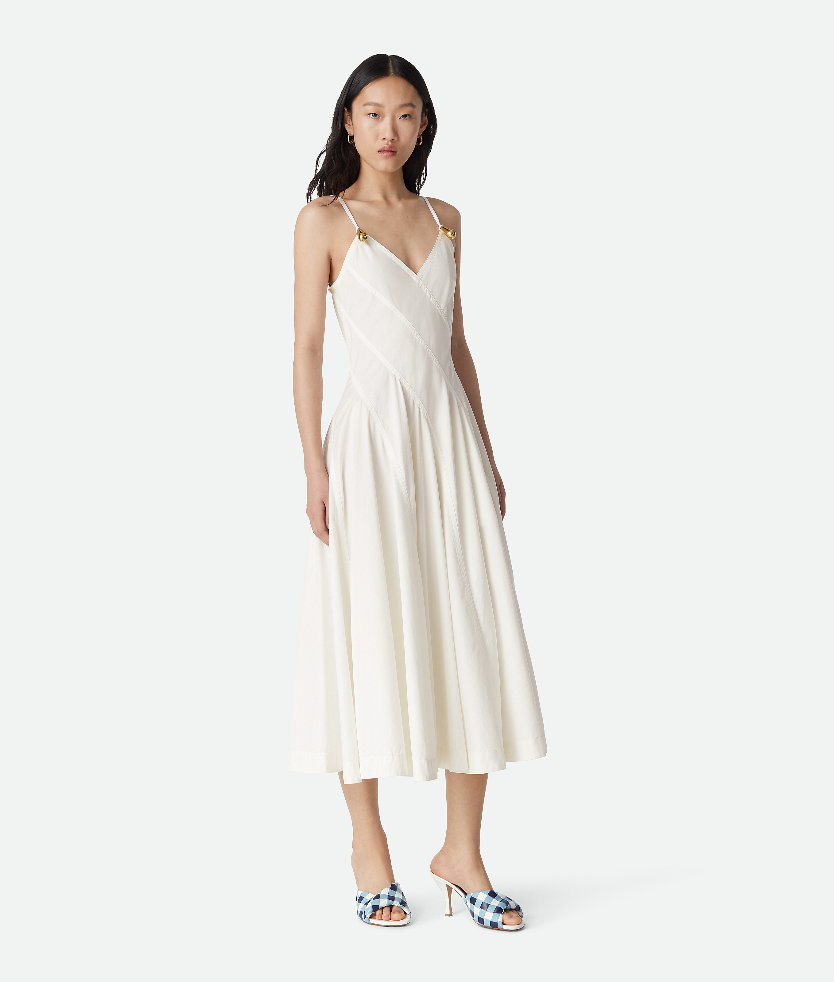 Bottega Veneta Robe En Coton Compact - Chalk - Femme - 34 - Coton, Viscose & Polyester