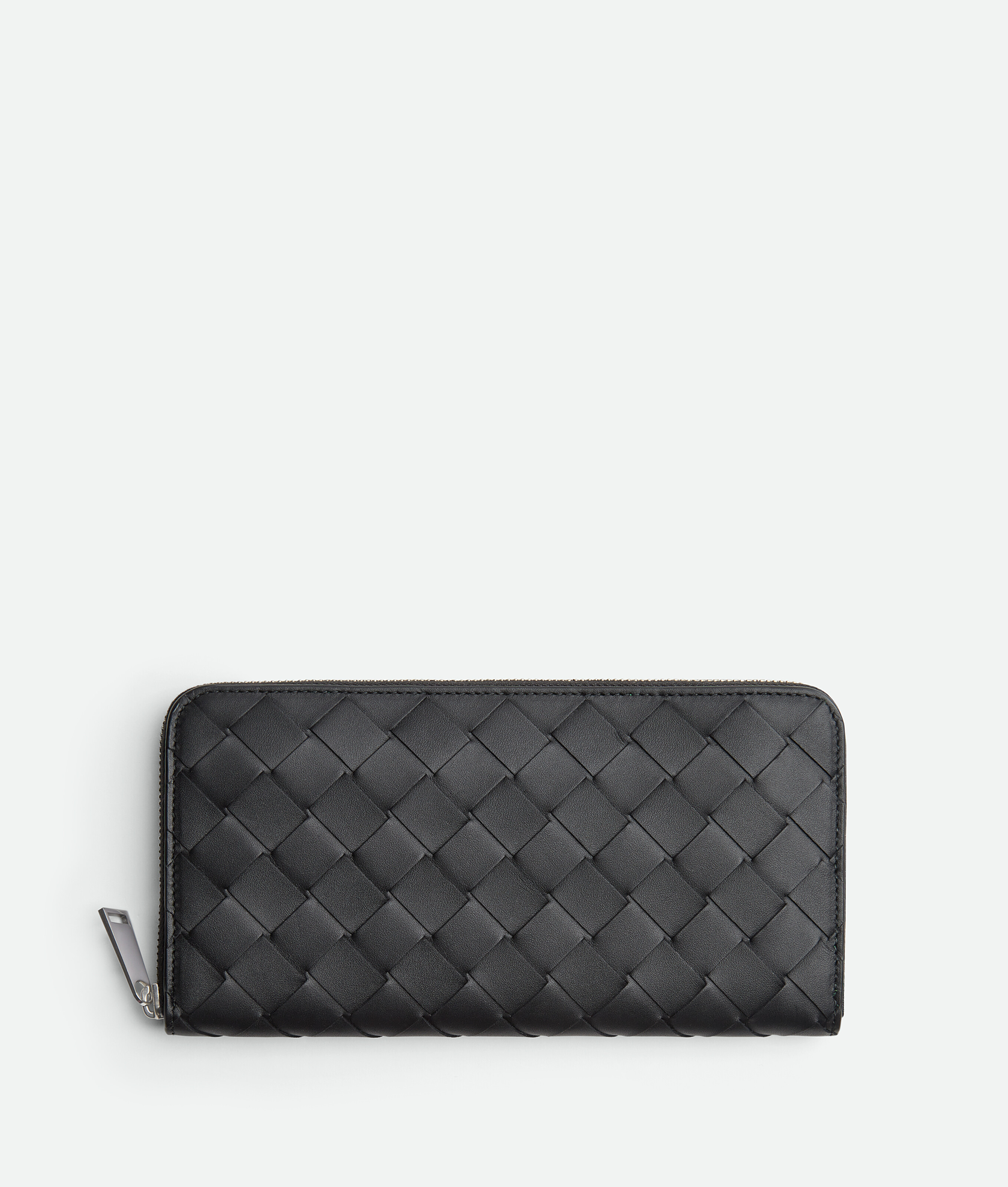 Bottega Veneta Intrecciato Zip Around Wallet - Black Grass - Man
