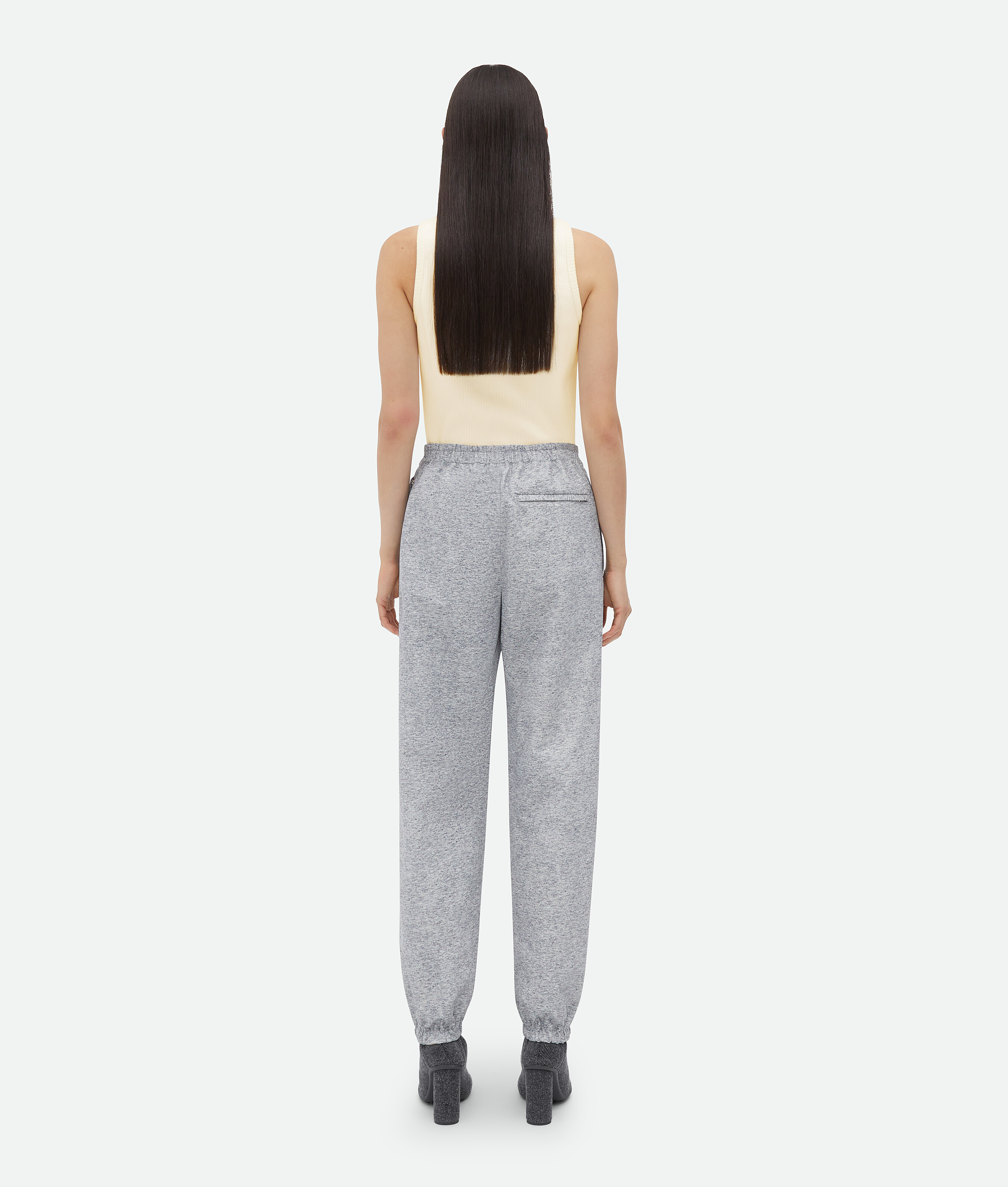 Bottega Veneta Printed Leather Jersey Jogger Trousers In Grey