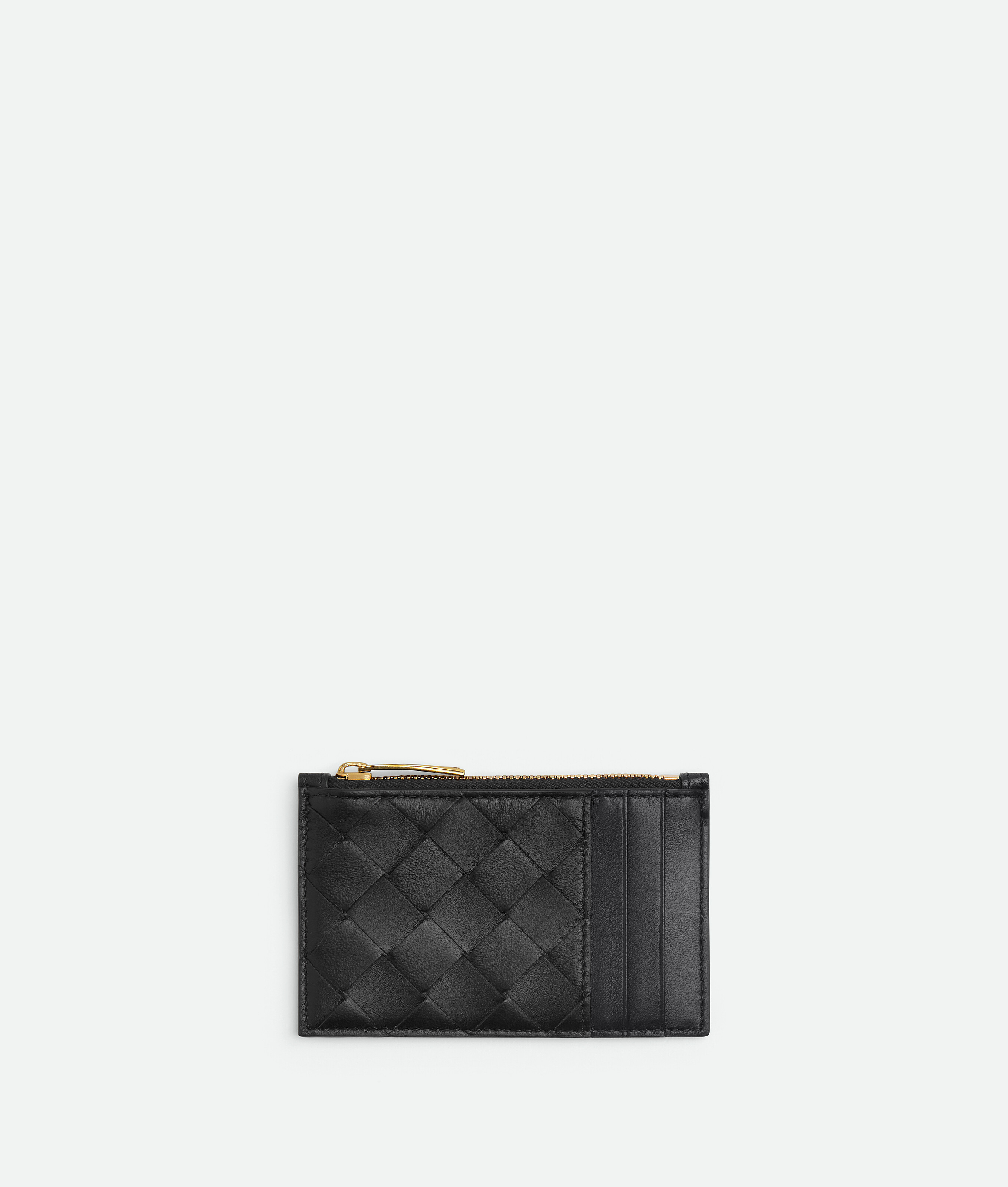 Bottega Veneta Intrecciato Zipped Card Case In Black