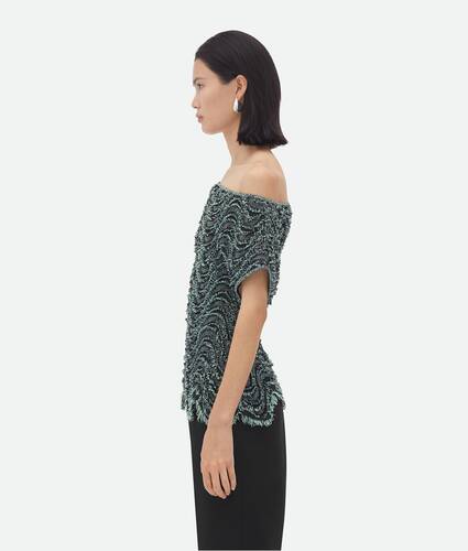 Textured Viscose Top With Weaved Fringes