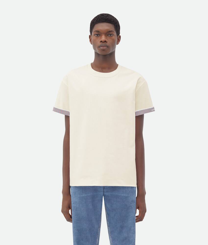 Bottega Veneta® Men\'s Double Layer Striped Cotton T-Shirt in Chalk. Shop  online