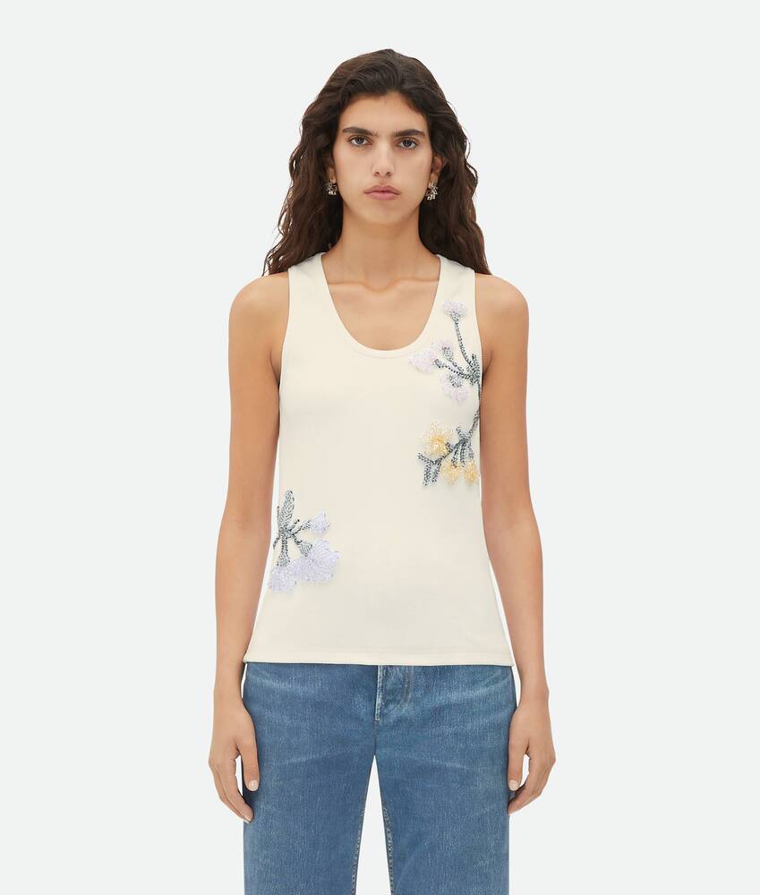 Women's Embroidered Cami Top in Off White