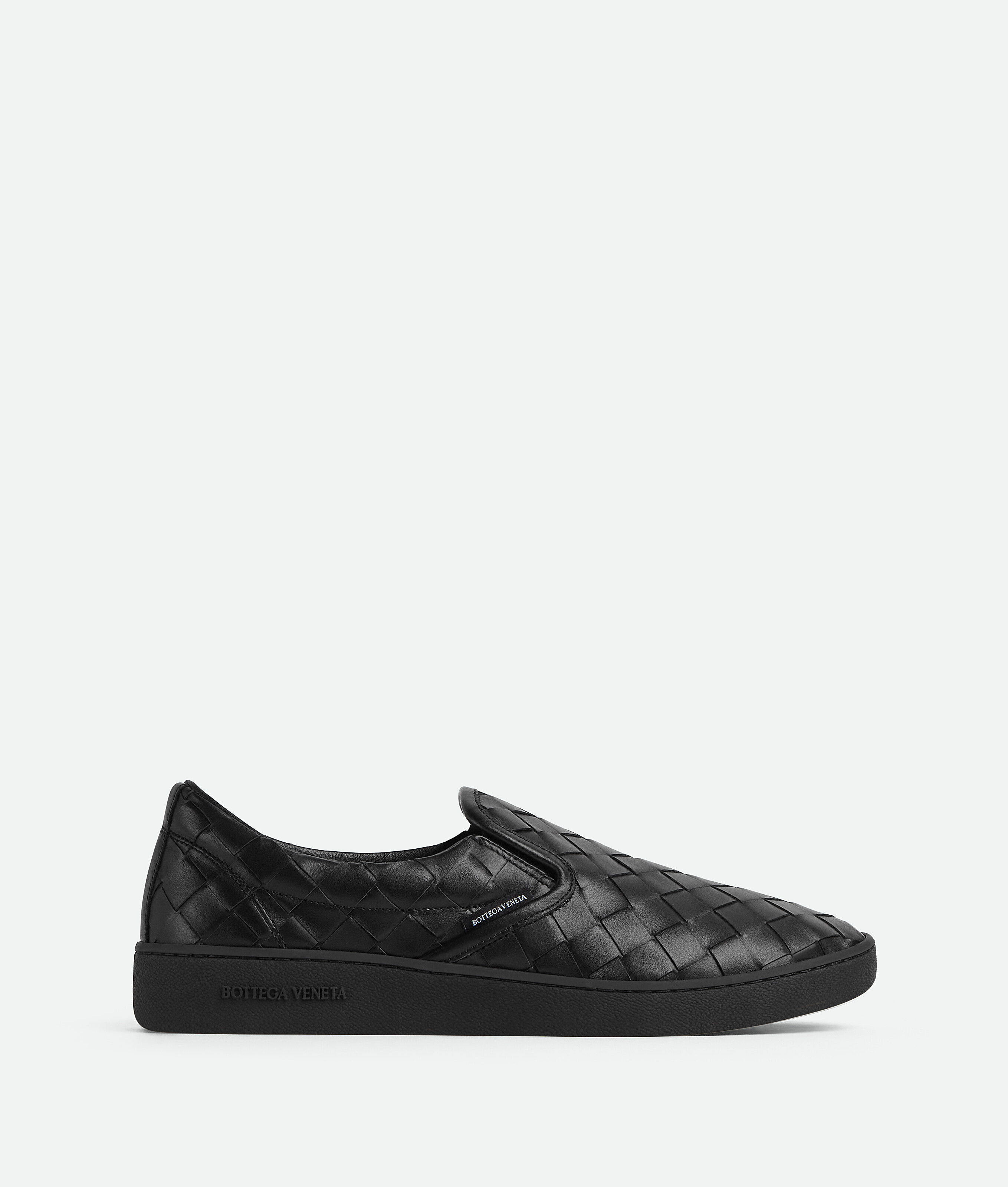Bottega Veneta Leather Slip-on Sneakers With Intrecciato Motif In Black