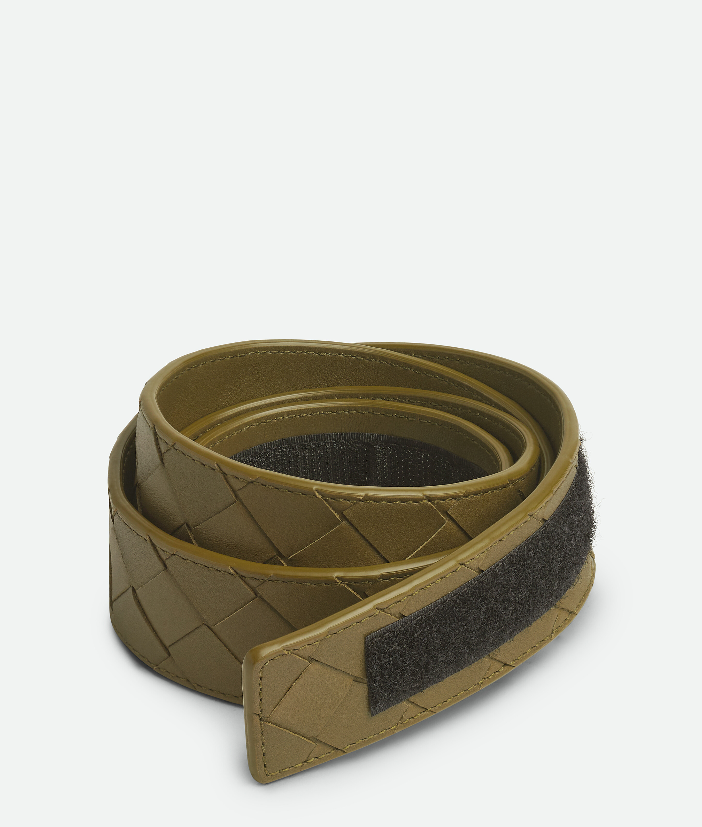 Bottega Veneta Intrecciato Belt With Velcro® Brand Tape In Brown