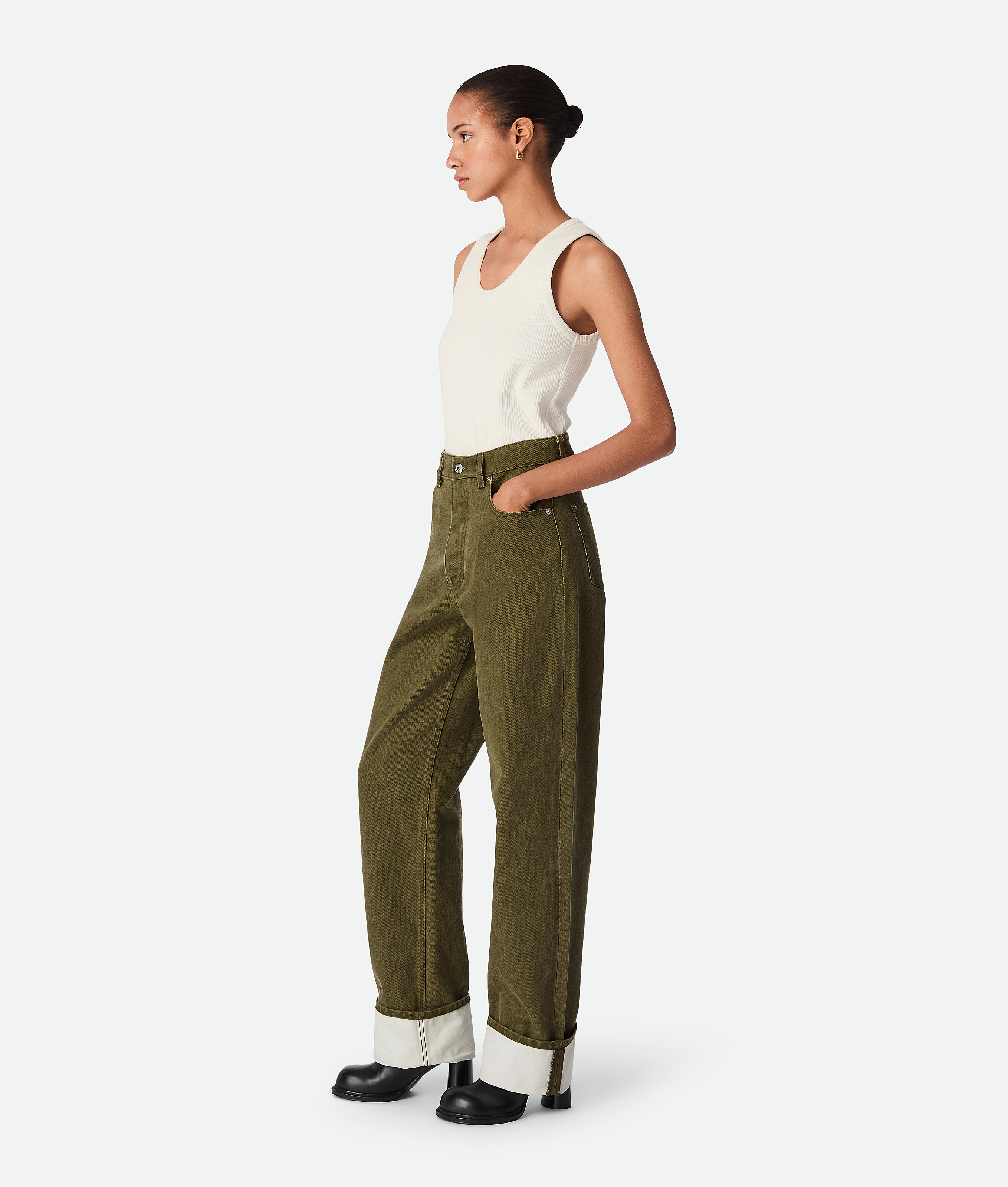 Bottega Veneta Bunte Jeans Mit Umschlag In Caper Stone Washed