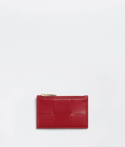 보테가 베네타 카드 지갑 Bottega Veneta zipped card case,DARK RED