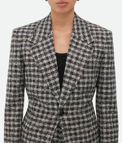 Jacke aus Gingham-Bouclé-Wolle