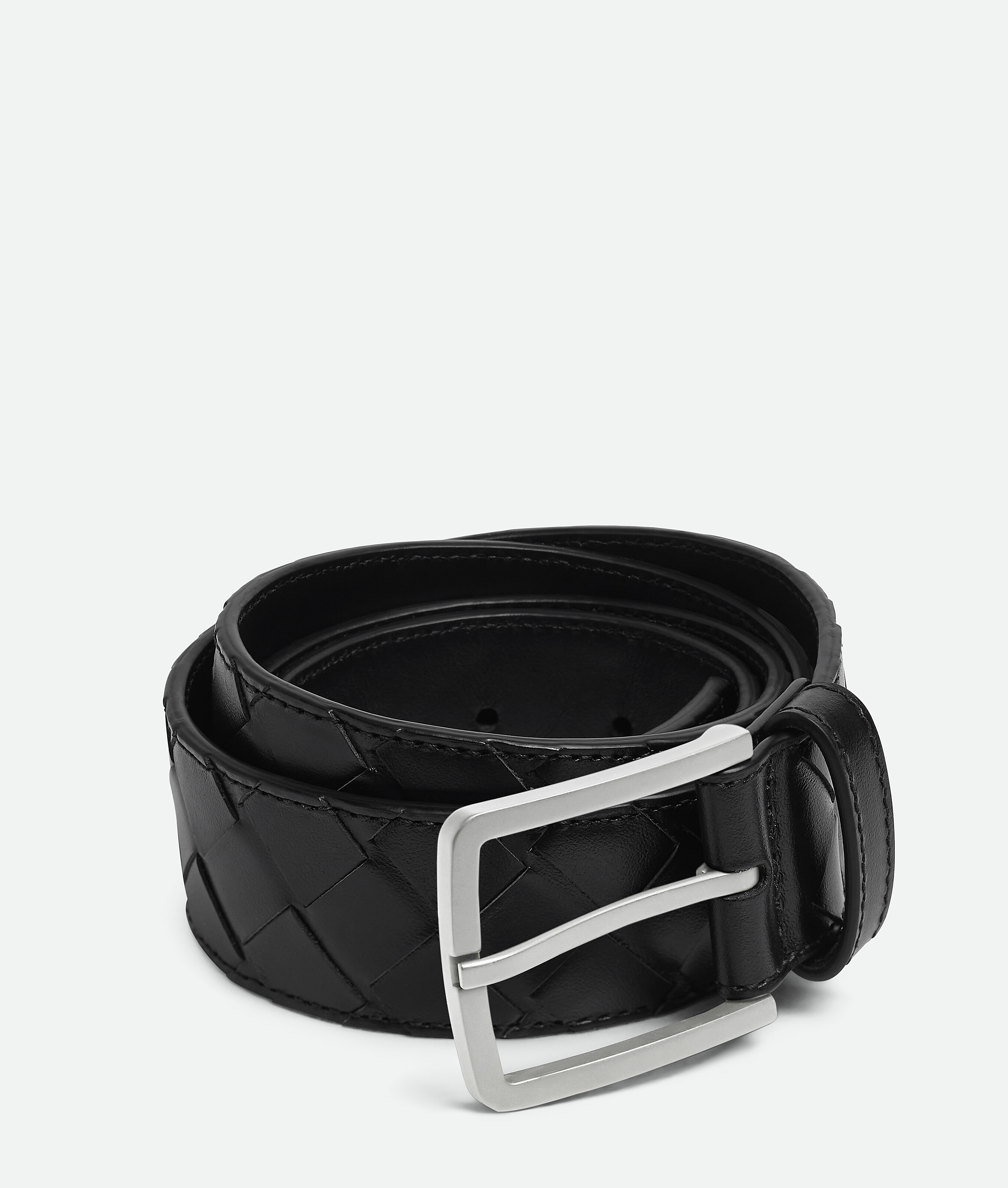 Bottega Veneta Intrecciato Belt In Black