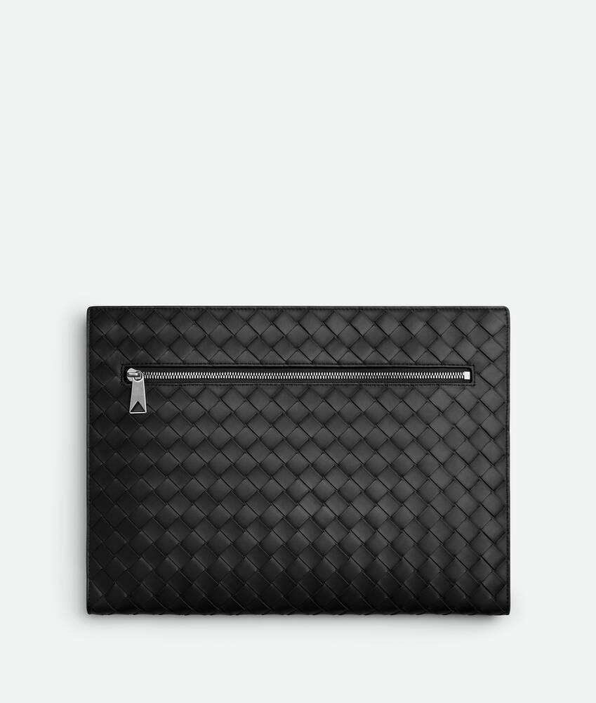 Bottega Veneta Men's Intrecciato Medium Leather Document Case - Black - Pouches