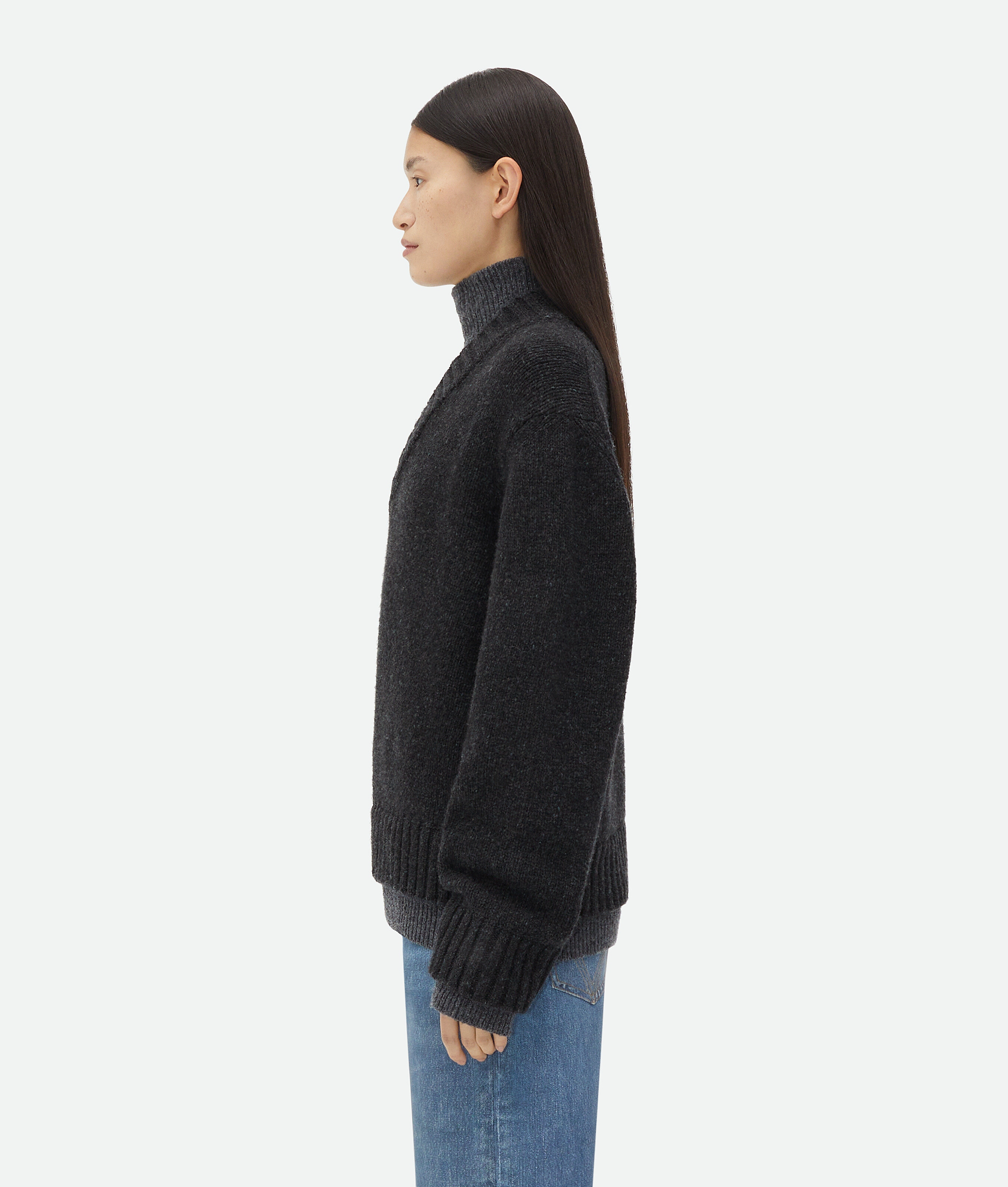 Shop Bottega Veneta Double Layer Effect Wool Sweater In Grey