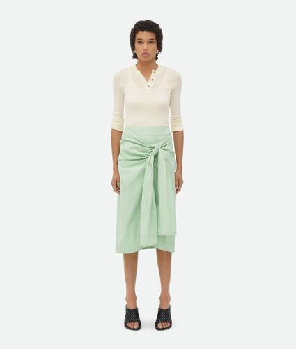 Display a large version of the product image 1 - Compact Cotton Skirt With Knot Detail 