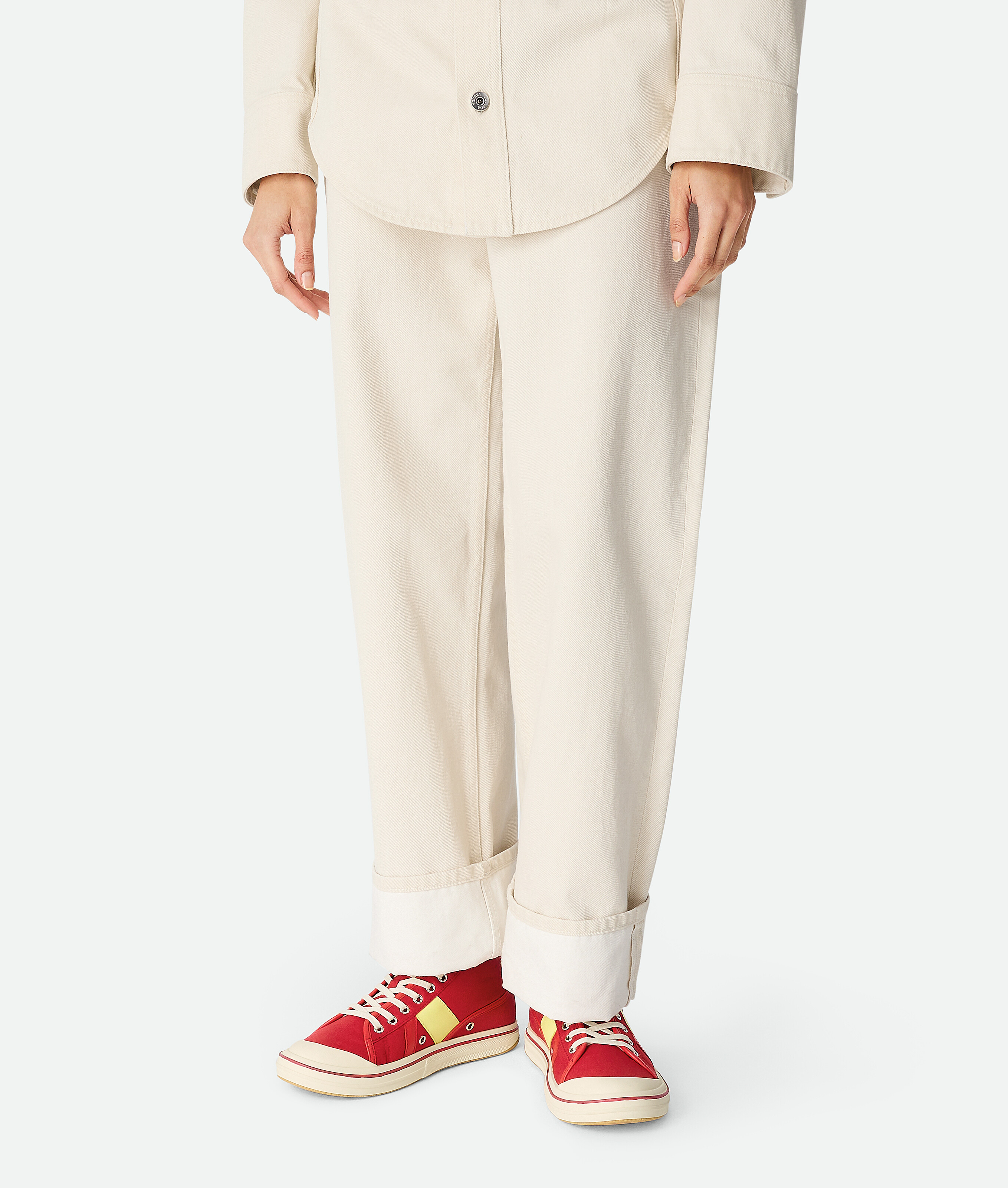 Bottega Veneta Canvas Leather-trim Eliot Sneakers In Scarlet/tomato