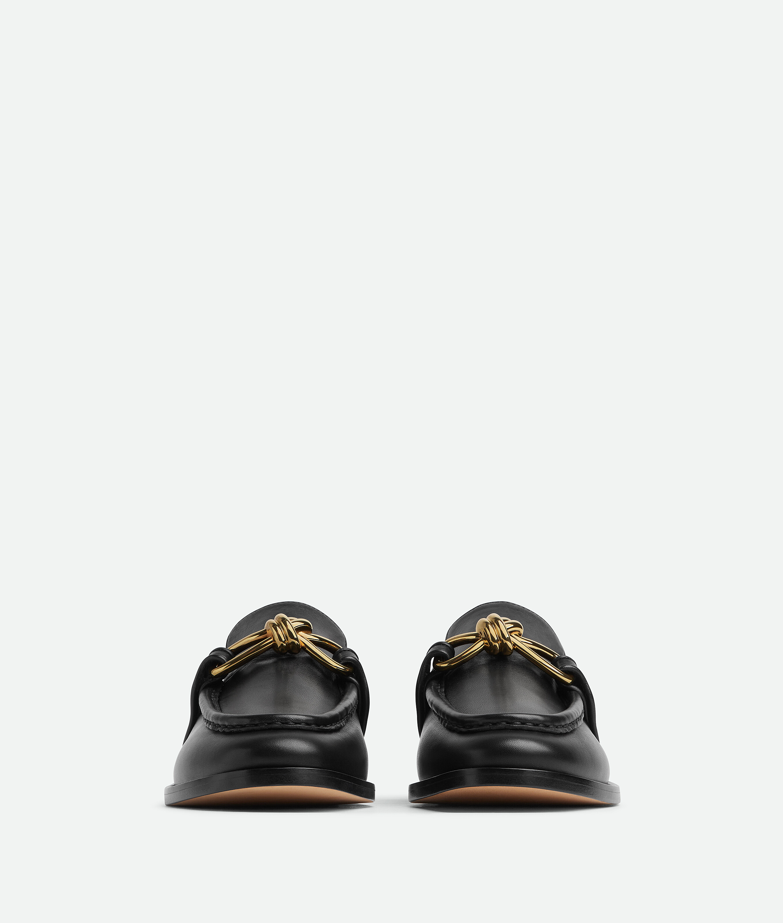 Bottega Veneta Astaire Leather Loafers Gold Detail In Black