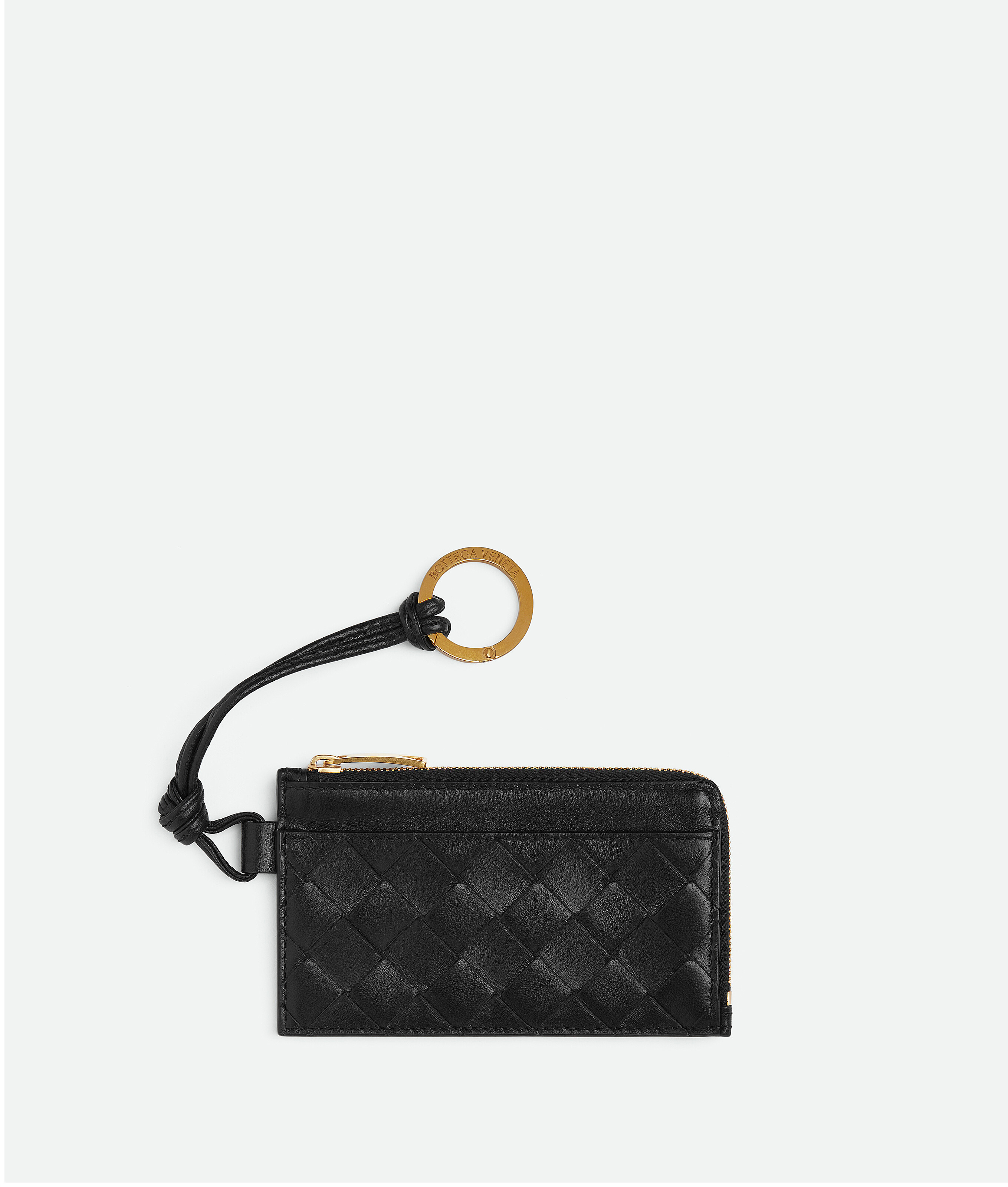 Bottega Veneta Intrecciato L-zipped Card Case In Black