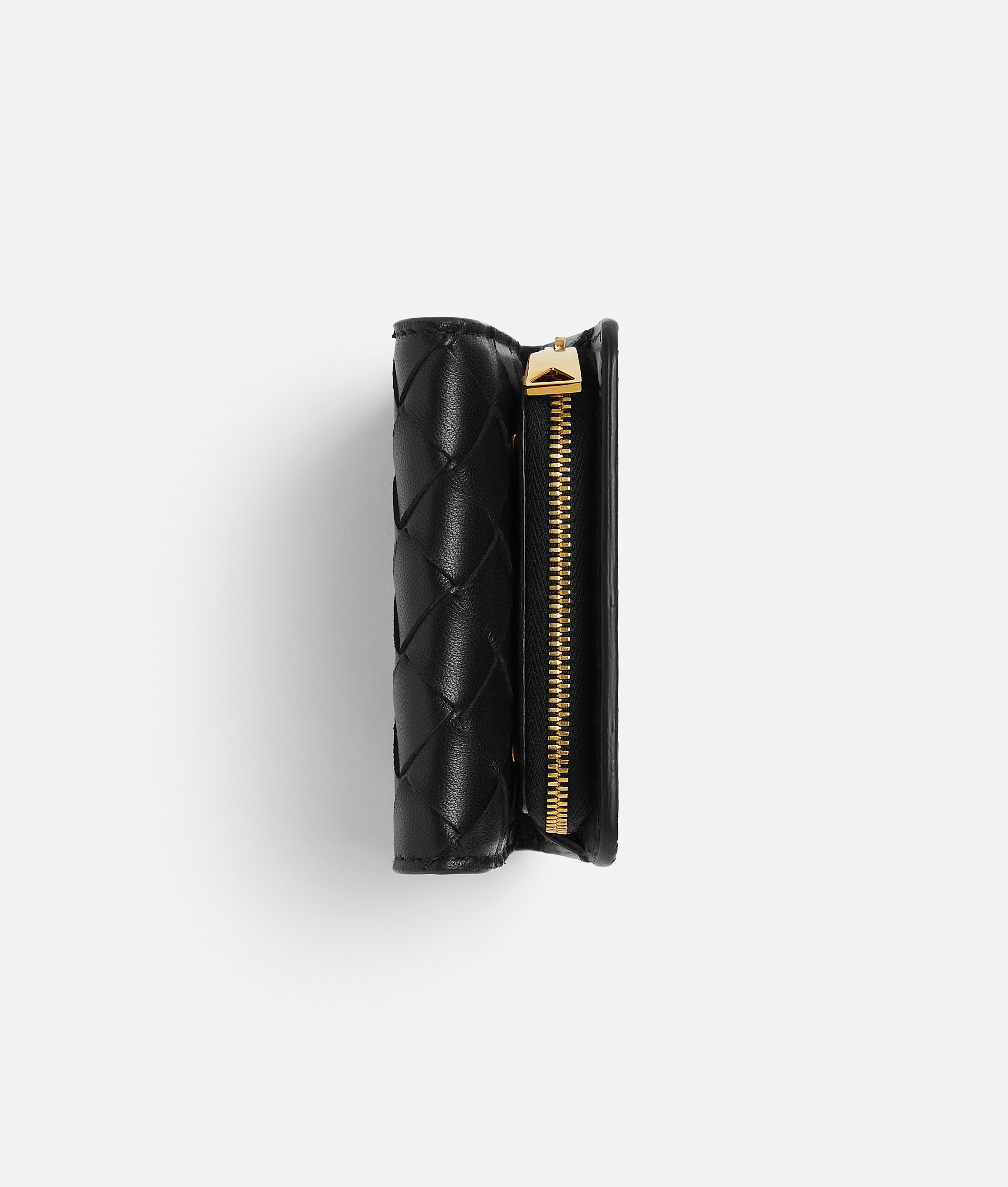 Bottega Veneta Intrecciato Compact Tri-fold Wallet In Black