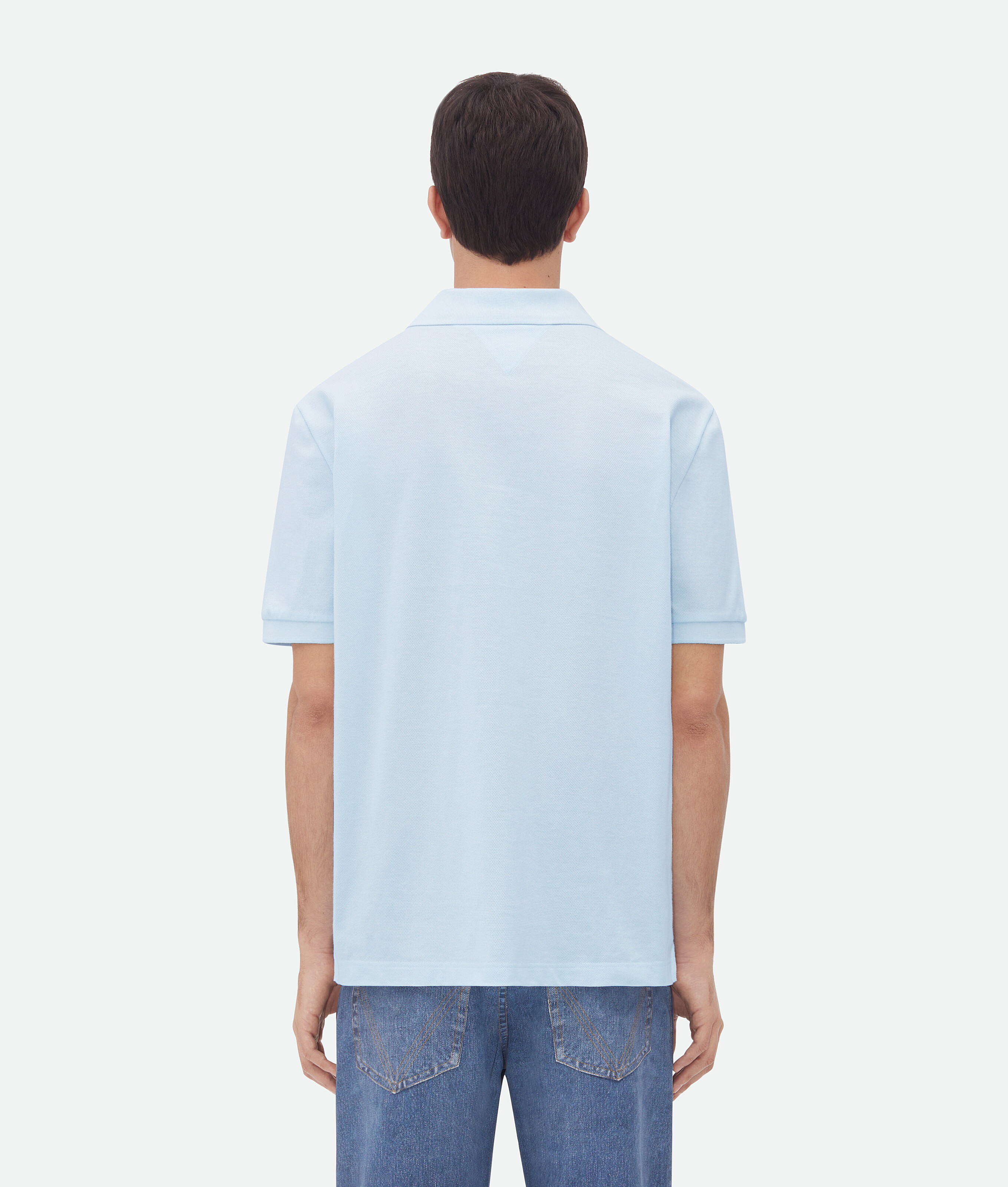 Bottega Veneta Cotton Piquet Polo In Blue