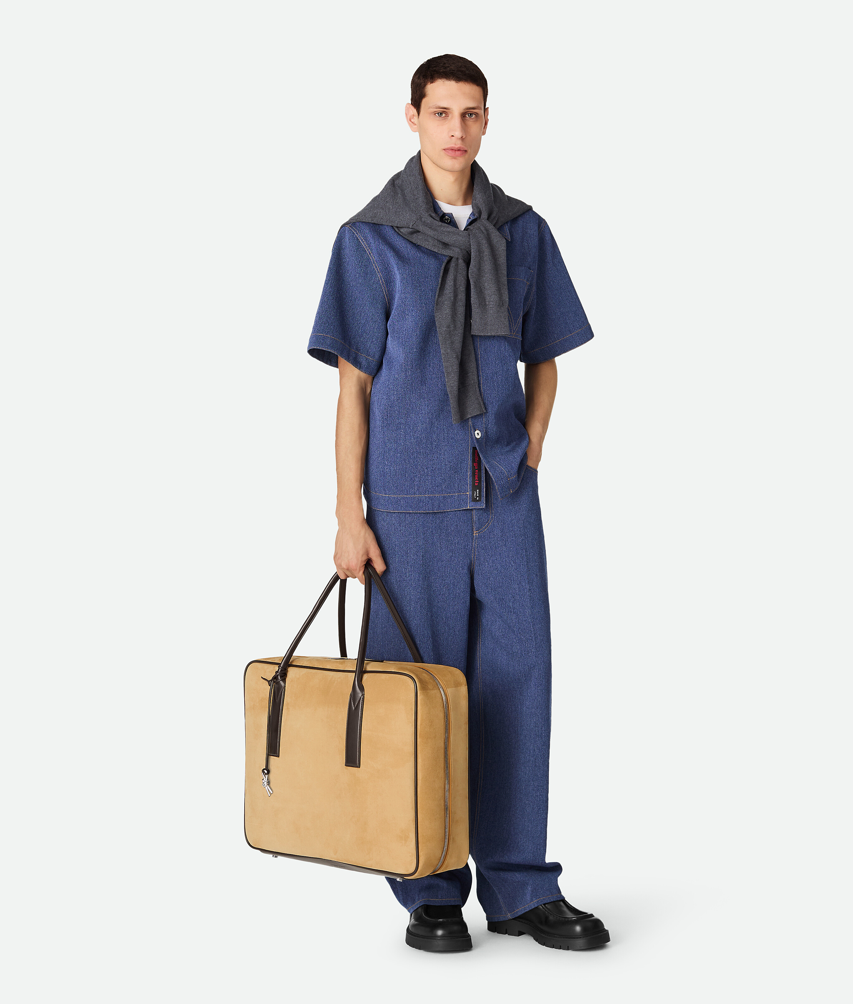 Bottega Veneta Large Getaway Weekender In Cane Sugar/fondant