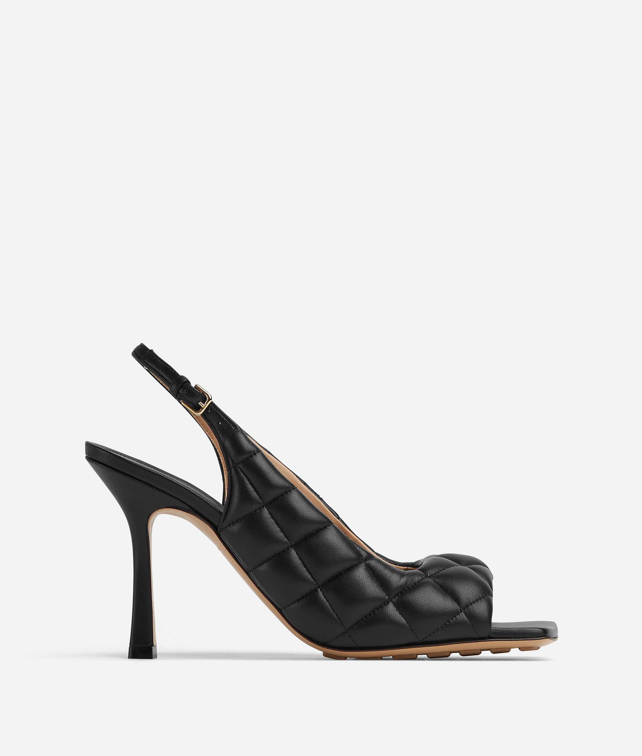 Shop Bottega Veneta Padded Slingback-sandale In Black