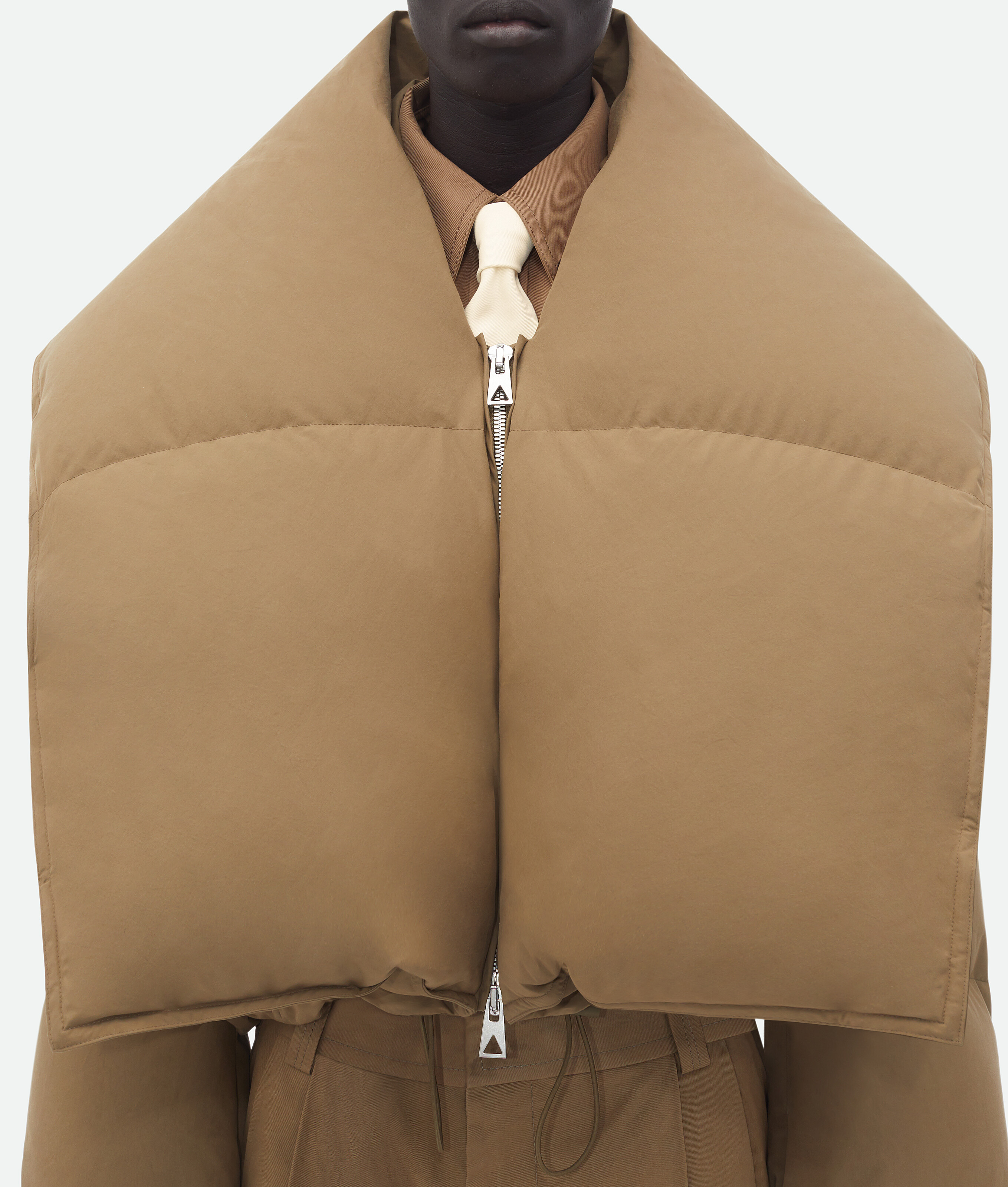 Shop Bottega Veneta Frosted Poplin Puffer Jacket In Beige