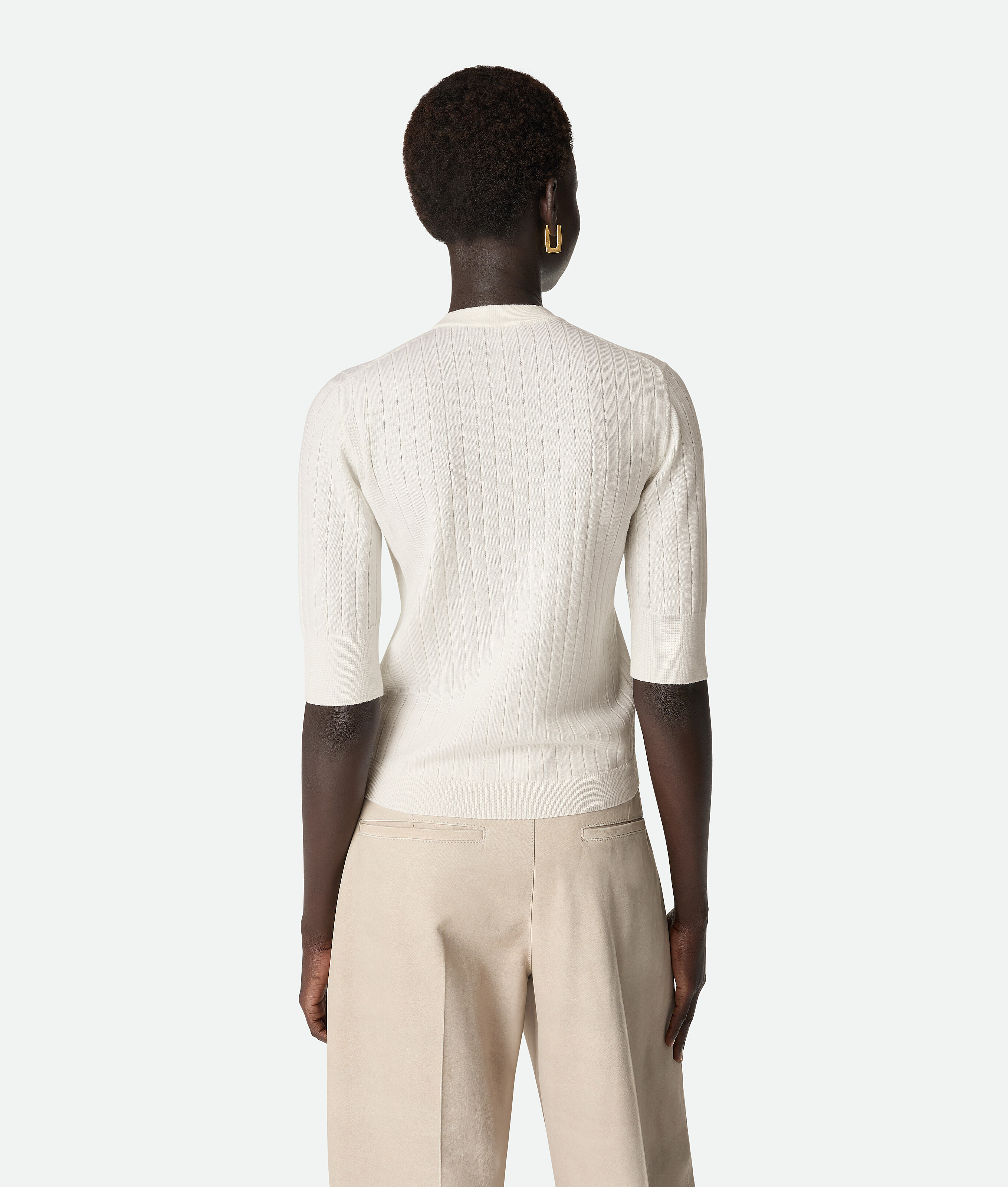 Bottega Veneta Wool Rib Top In Neutral