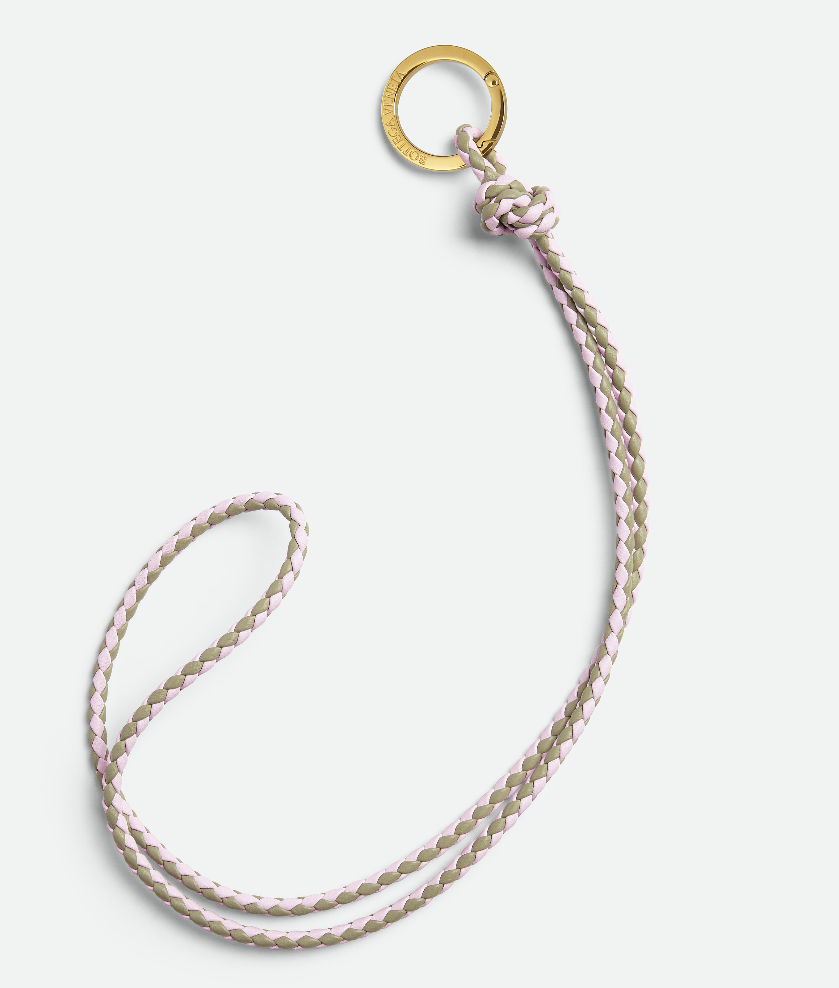 Shop Bottega Veneta Intreccio Long Key Ring In Travertine / Bliss Washed