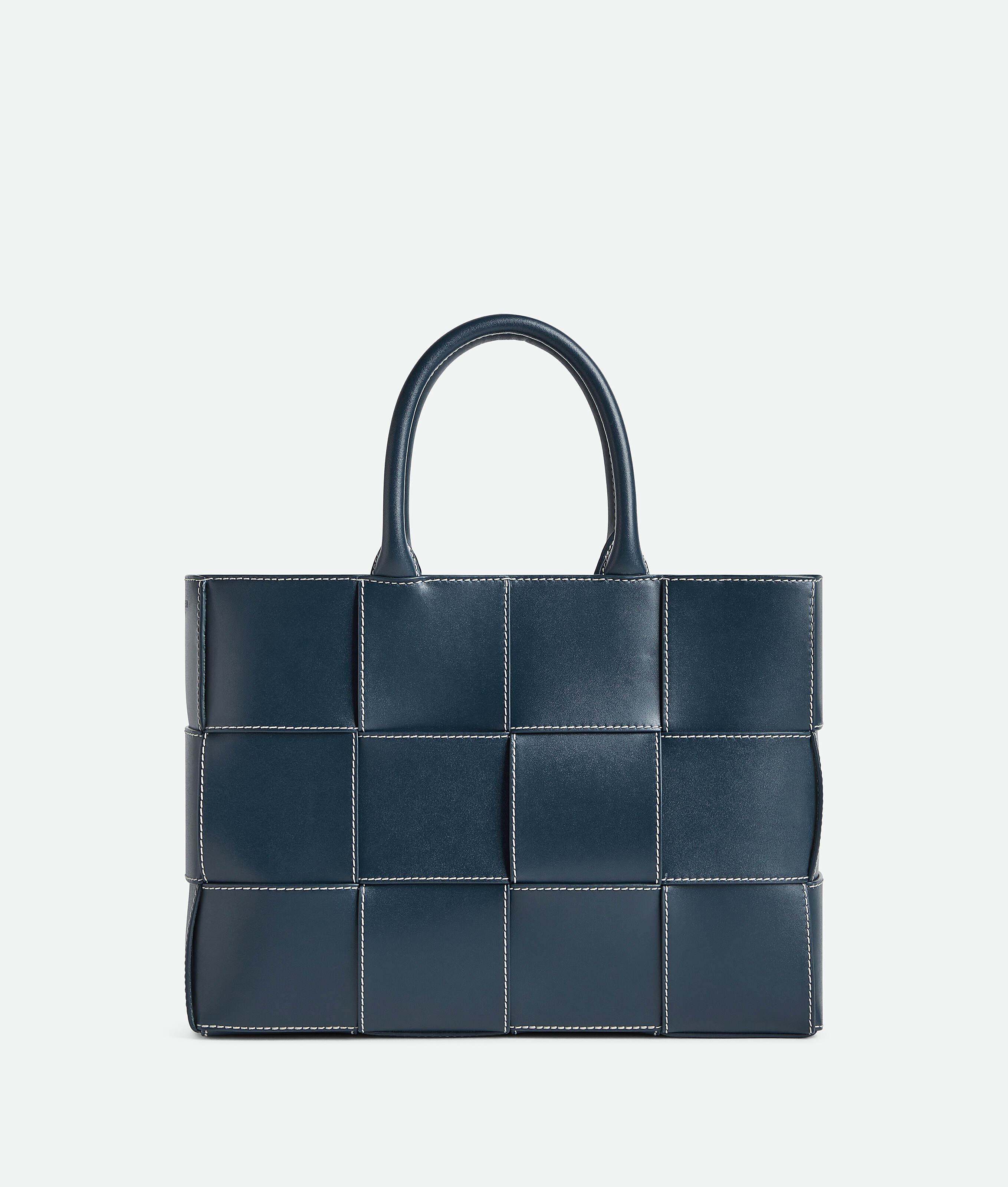 Bottega Veneta Small Arco Tote Bag With Strap In Deep Blue/natural