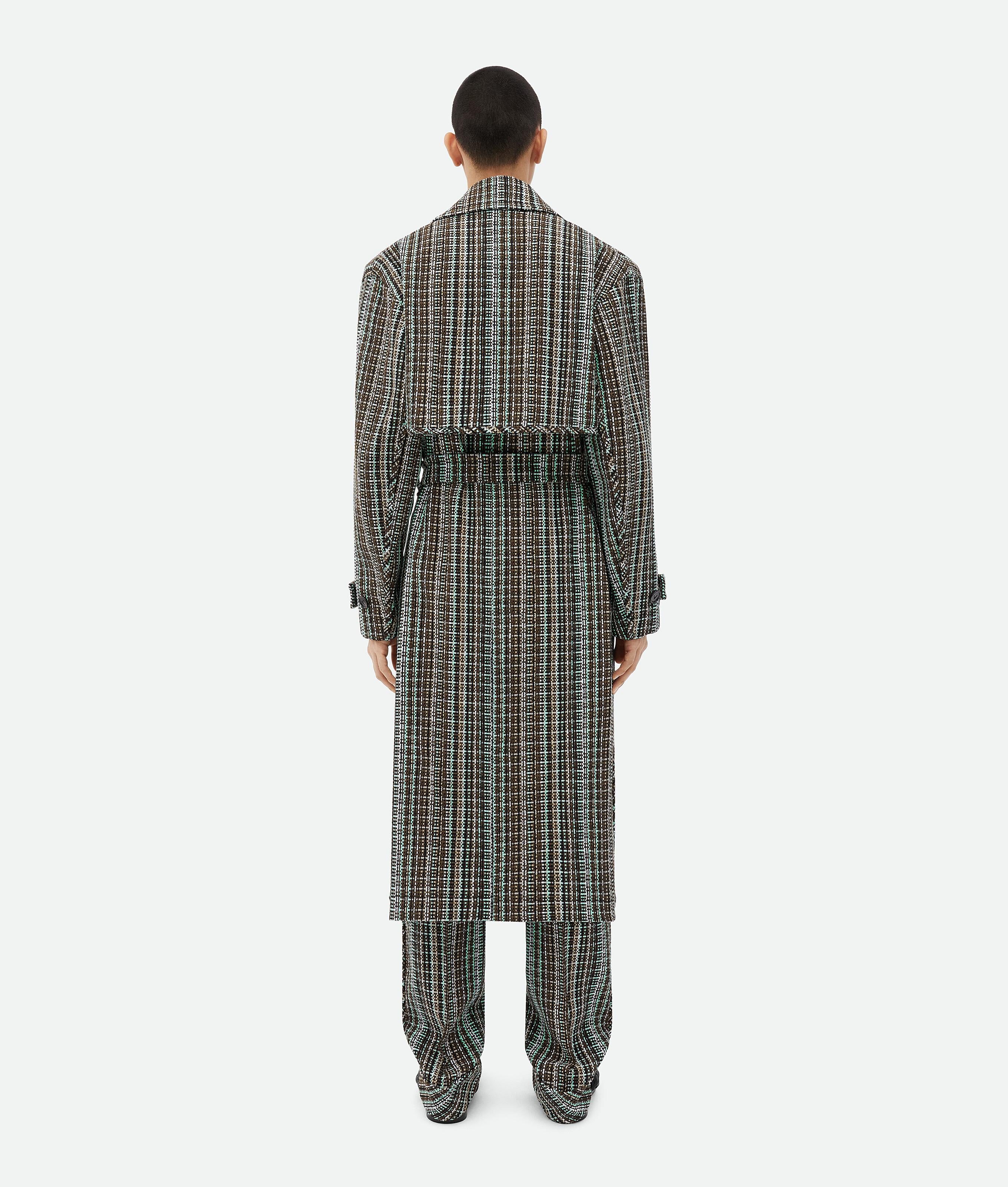 Bottega Veneta Cotton Check Trench Coat In Multicolor