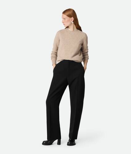 Wool Twill Wide Leg Trousers