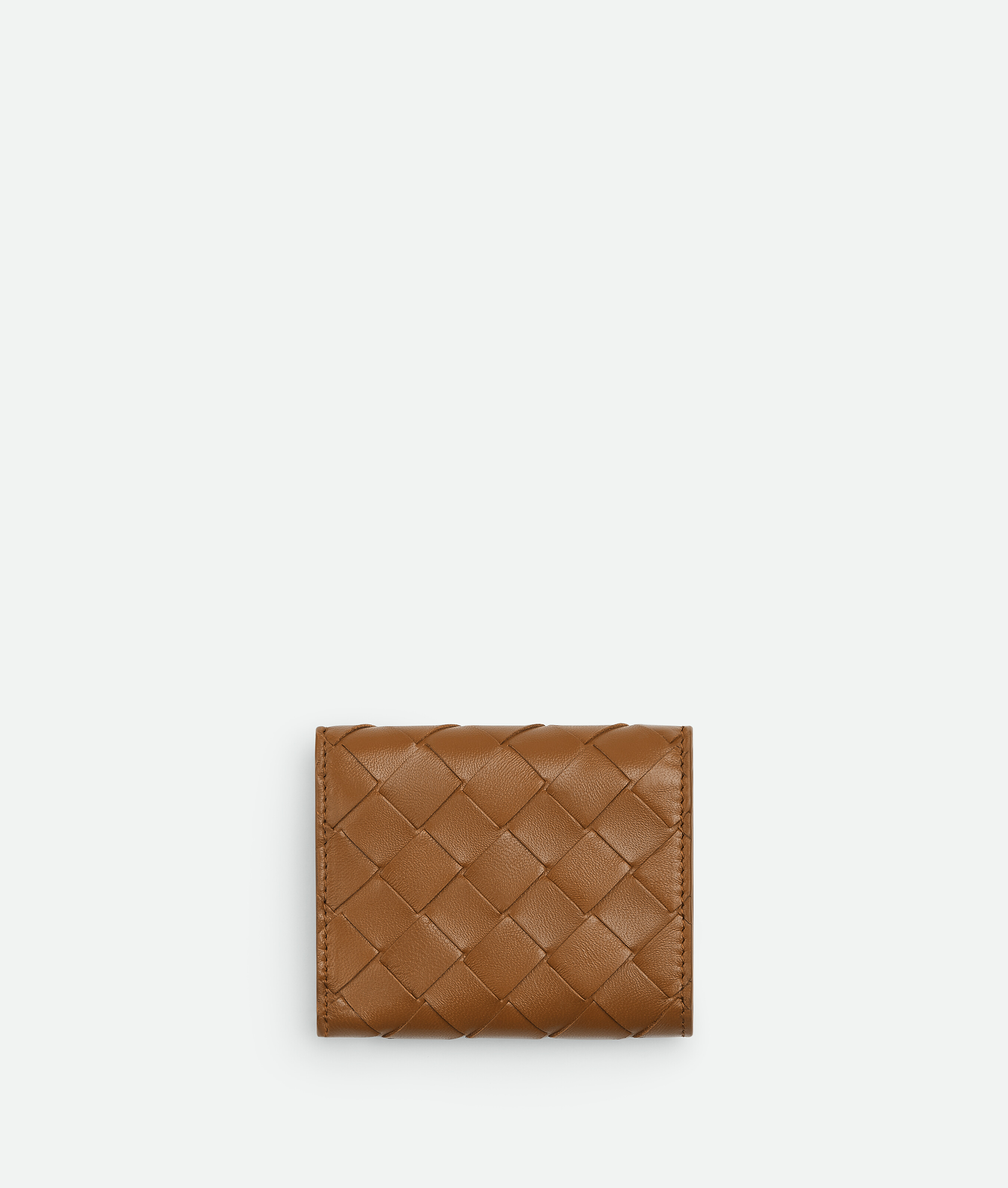 Shop Bottega Veneta Intrecciato Tri-fold Zip Wallet In Brown